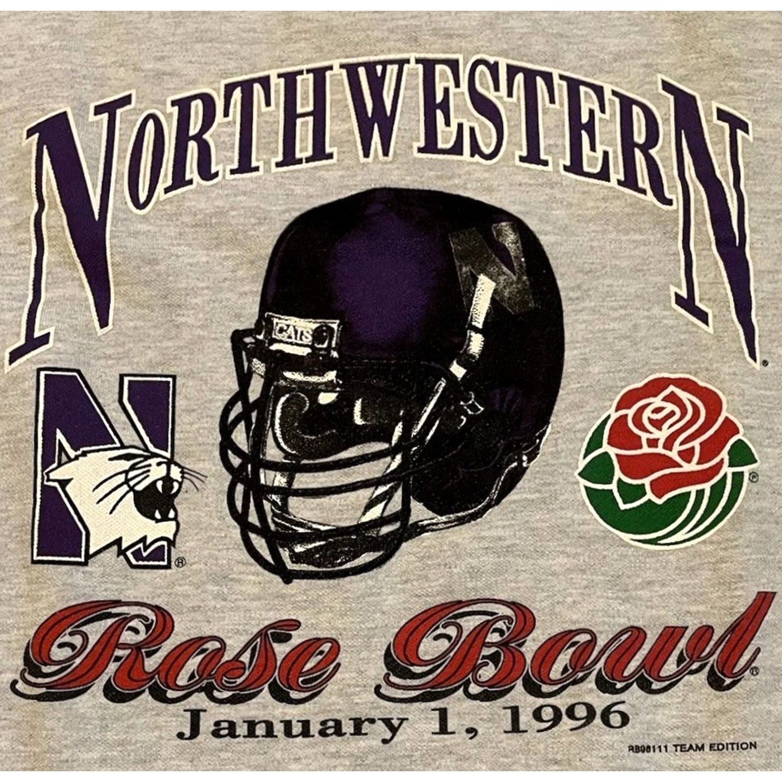 Vintage VINTAGE Northwestern University Rose Bowl Faded Sweatshirt College 2XL Gray Mens Hoodie Pullover 90s University Sports USA Size US XXL / EU 58 / 5 - 2 Thumbnail