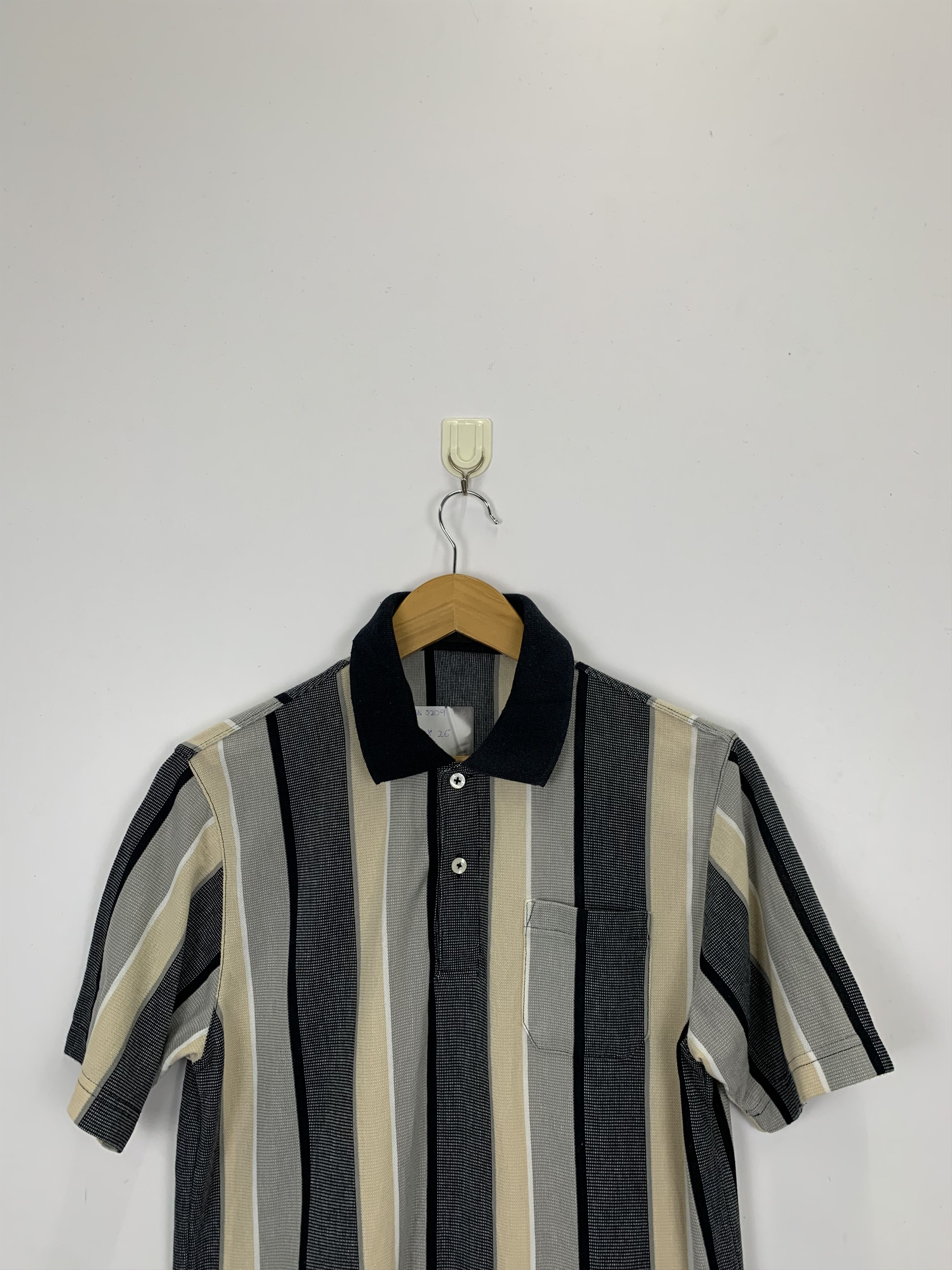 Kansai Yamamoto Vintage Kansai Yamamoto Striped Polo Tee TA0209 Size US M / EU 48-50 / 2 - 2 Thumbnail