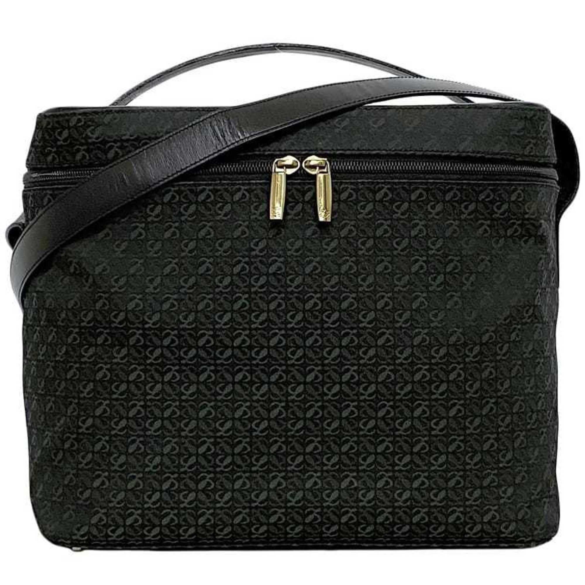 Loewe LOEWE 2way Shoulder Bag f-22506 Black Green 333.79.026 Vanity Canvas Leather Dark Makeup Boston Women's Men's Size ONE SIZE - 1 Thumbnail