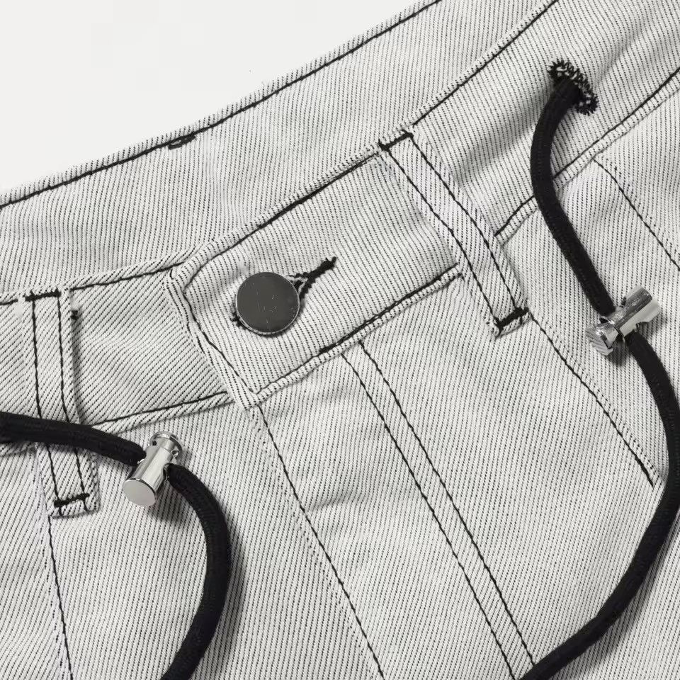 Jean Streetwear Hip Hop Grey White Wide Leg Baggy Jeans Pants Size US 29 - 8 Thumbnail