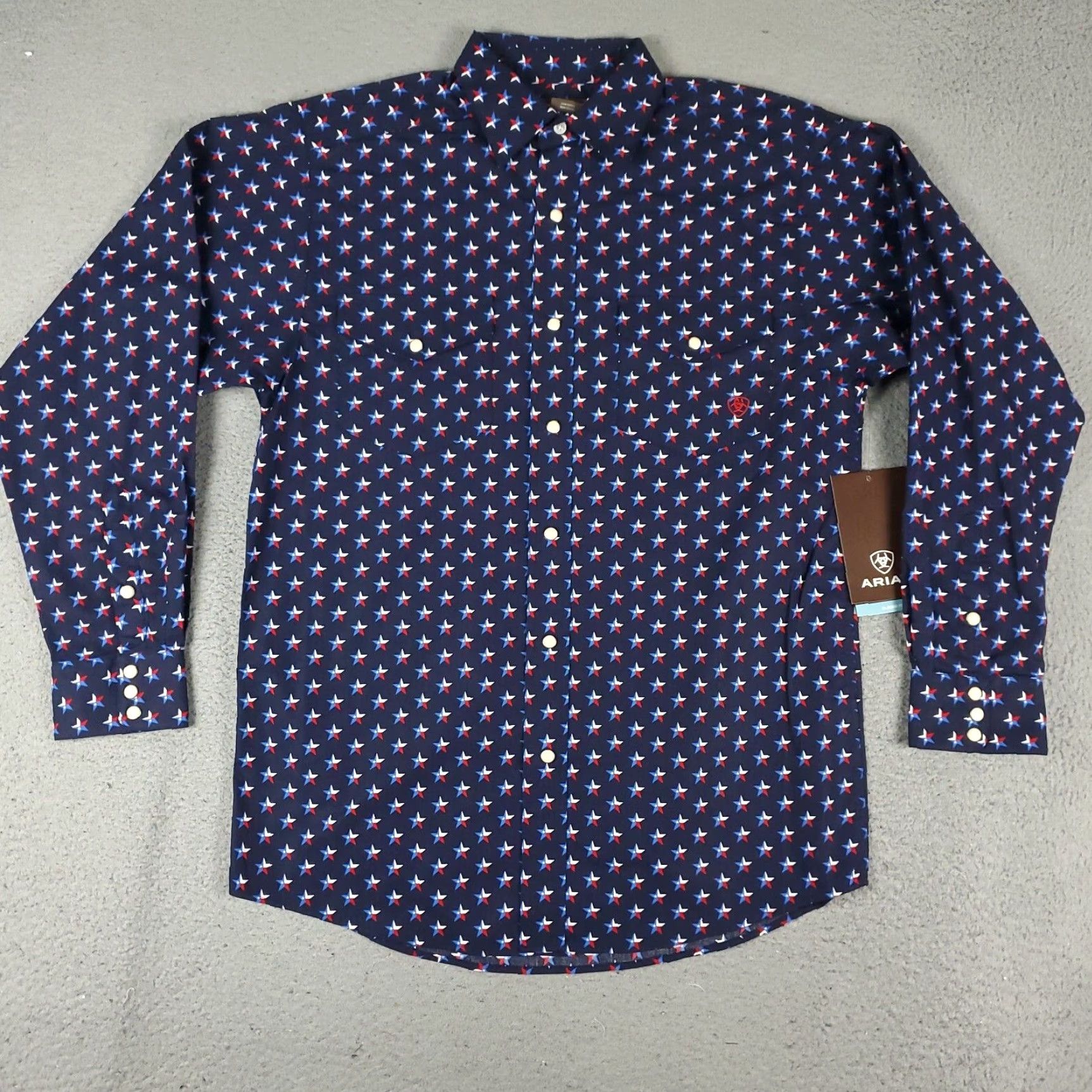 Ariat Ariat Shirt Mens Small Blue Western Pearl Snap Button-Up Long Sleeve Star Print Size US S / EU 44-46 / 1 - 2 Thumbnail