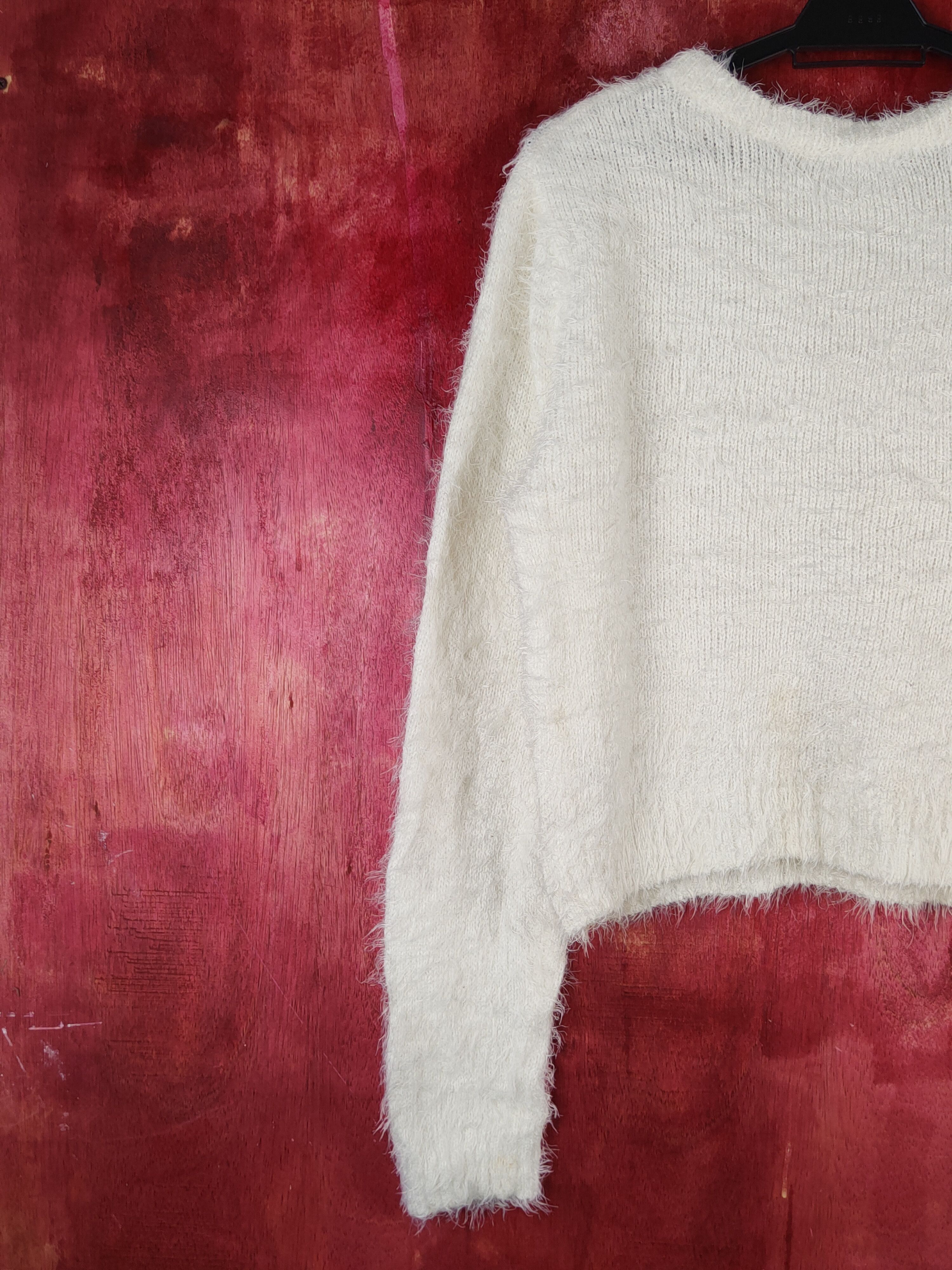 Homespun Knitwear Pinky Girls White Shag Shaggy Fur Mohair Knitwear #S1893 Size M / US 6-8 / IT 42-44 - 8 Thumbnail