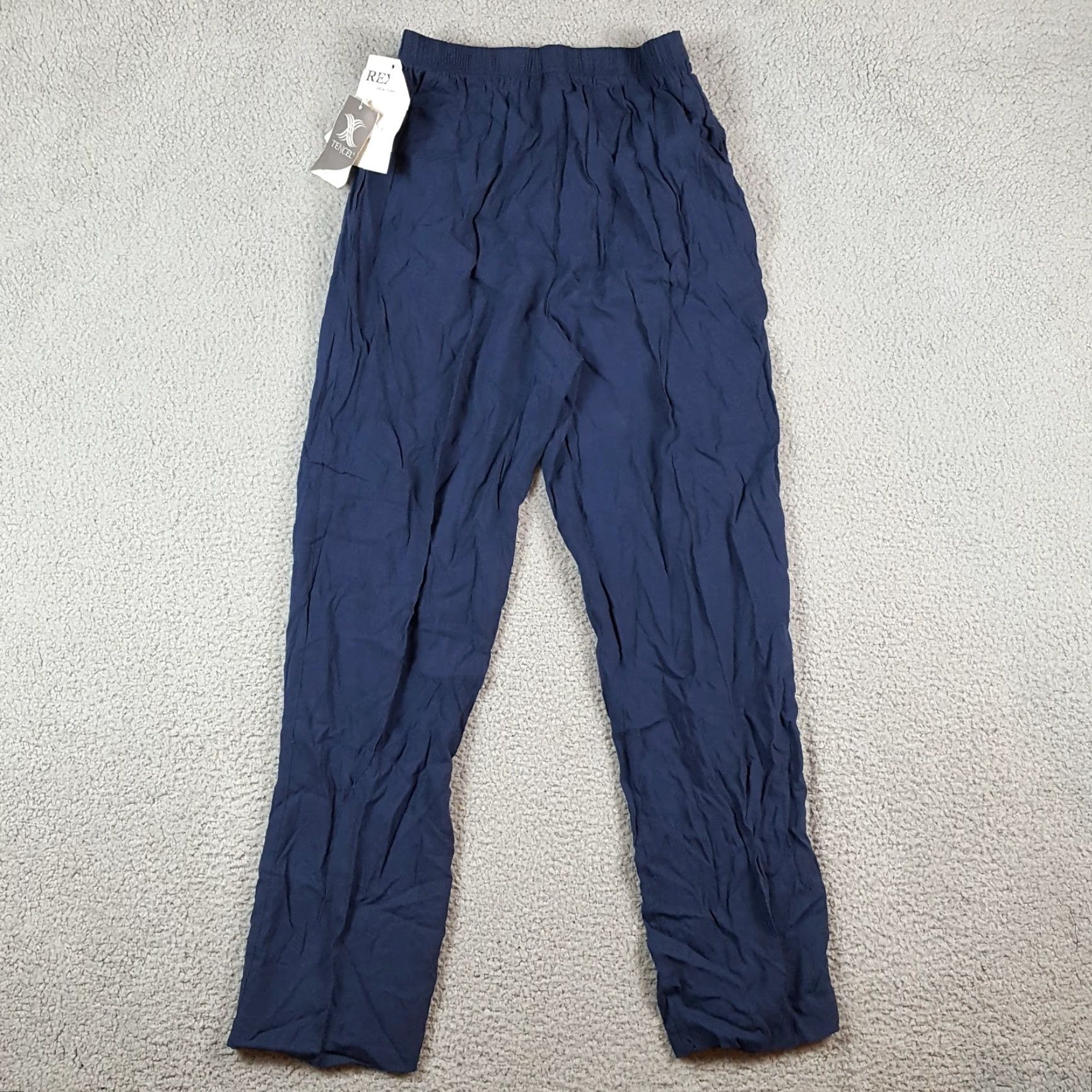 Vintage VINTAGE Rexx Women's Pants Tapered High-Rise Summer Casual Bohemian 80s 90s Y2K Navy Blue Medium Size 32" / US 10 / IT 46 - 7 Thumbnail