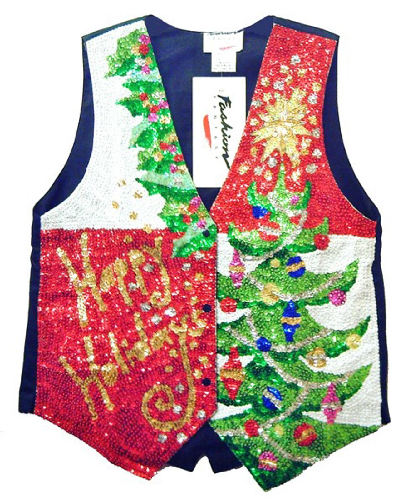 Designer Sequin Vest HAPPY HOLIDAYS size 3X only Size ONE SIZE - 1 Preview