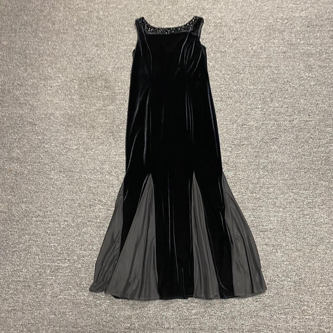 Designer Jessica Howard Black 90s Style Velvet Beaded Mermaid Gown Size XL / US 12-14 / IT 48-50 - 2 Thumbnail