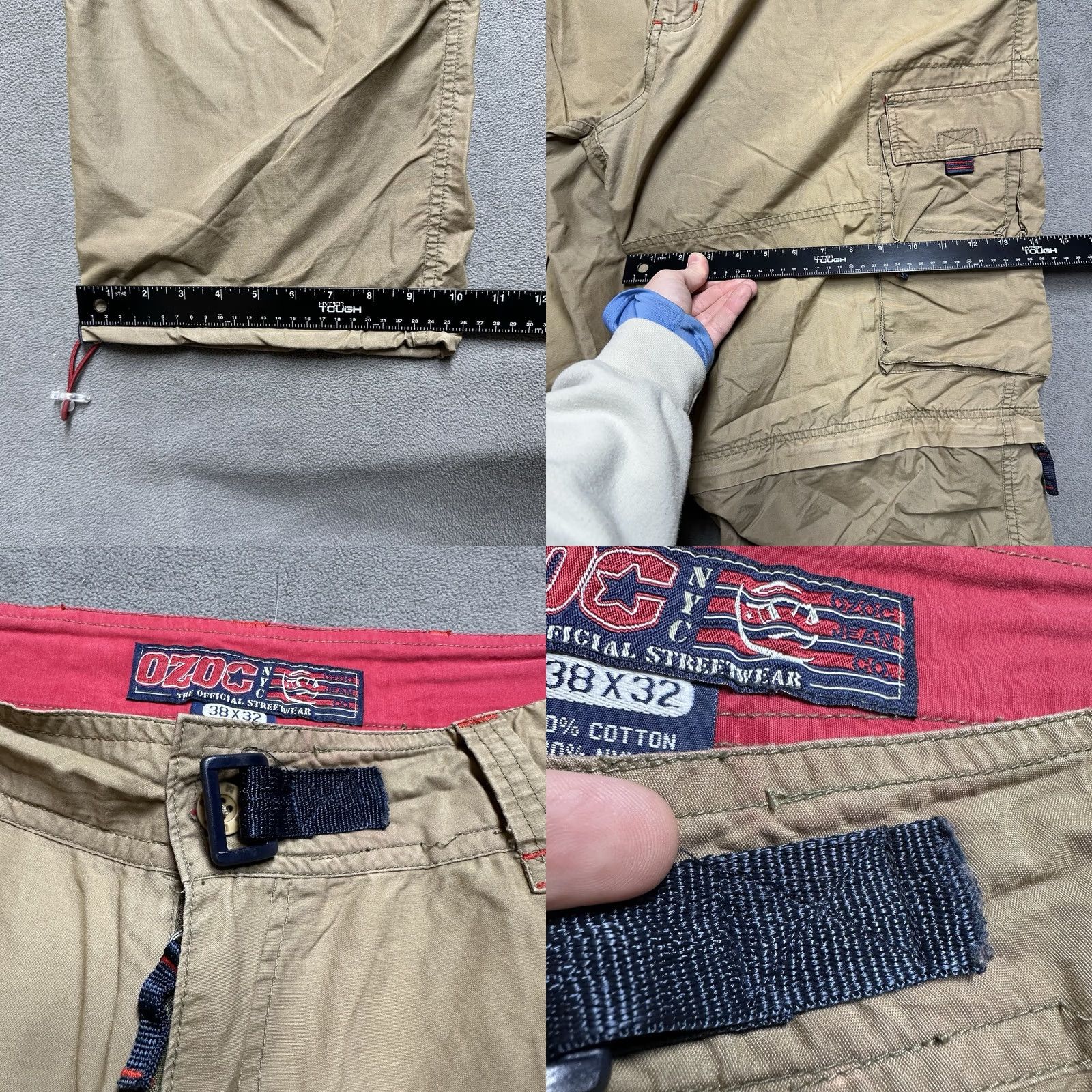 Vintage VINTAGE Ozoc Pants Mens 38x32 Baggy Cargo Festival Wide Leg Skater 90s Pants Mens Brown 90s Hip Hop Mens Size US 38 / EU 54 - 9 Thumbnail