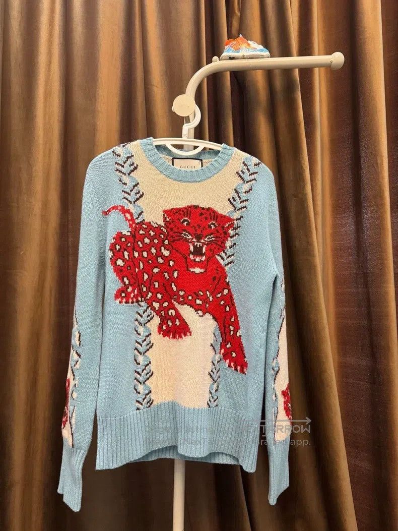 Gucci Gucci Embroidered Lion Heavy Industry Knitted Sweater Size US XS / EU 42 / 0 - 1 Thumbnail