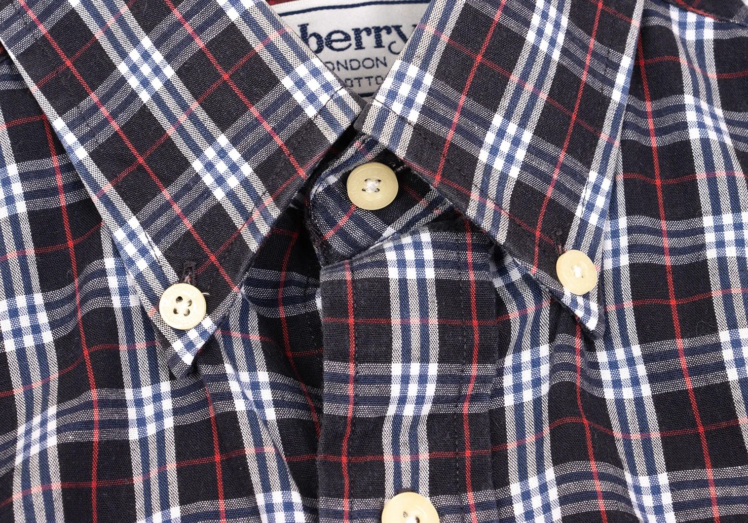 Burberry Point Embroidered Check Button-Down Shirt in Navy Size US S / EU 44-46 / 1 - 5 Thumbnail