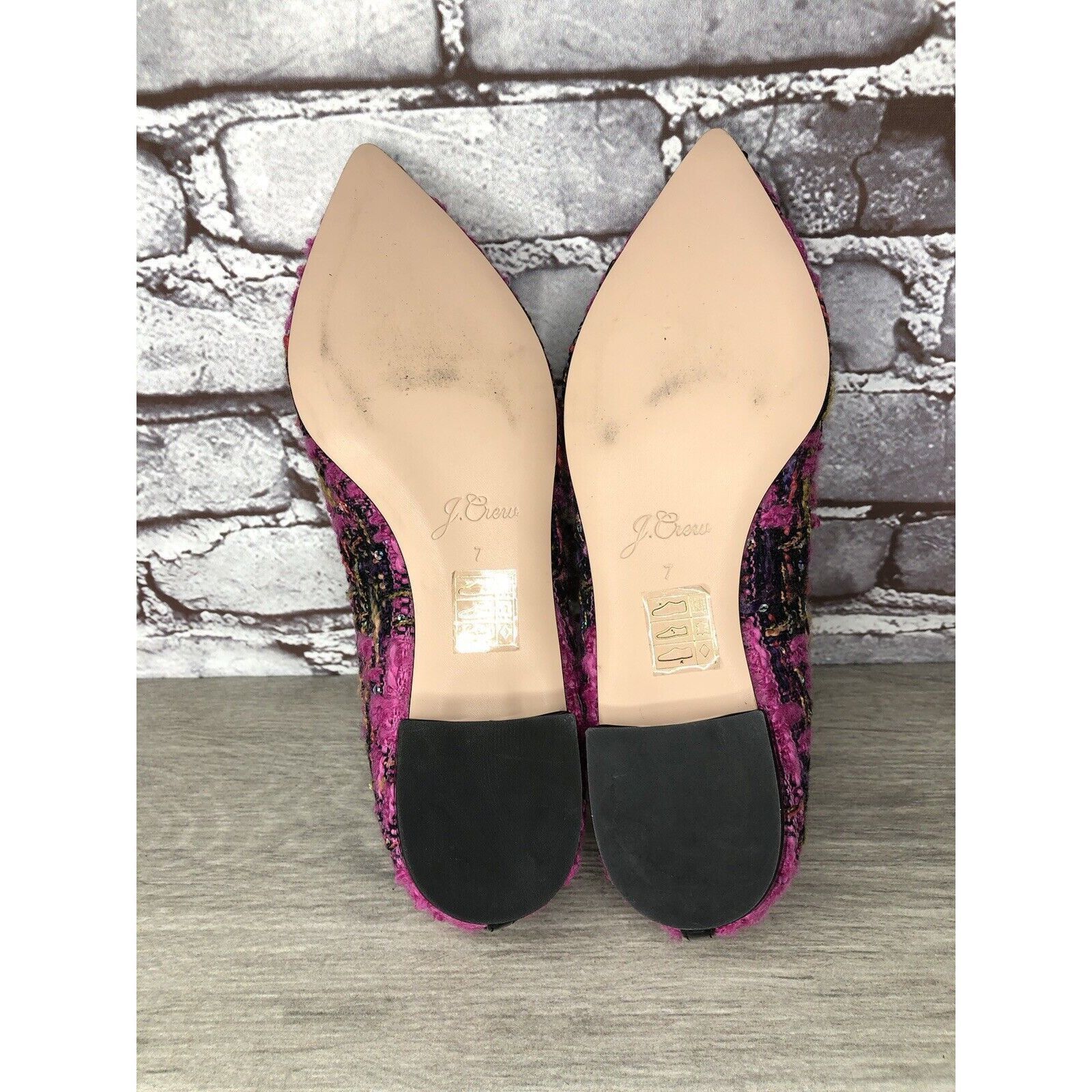 J.Crew J. Crew K2904 Pink Fresh Berry Tweed Pointed Toe Flats Women Size US 7 / IT 37 - 8 Thumbnail