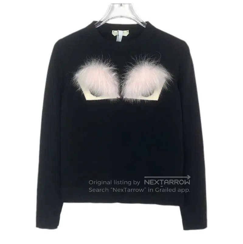 Fendi Fendi Black Wool Knit Sweater with Pink Accents . Size XS / US 0-2 / IT 36-38 - 1 Thumbnail