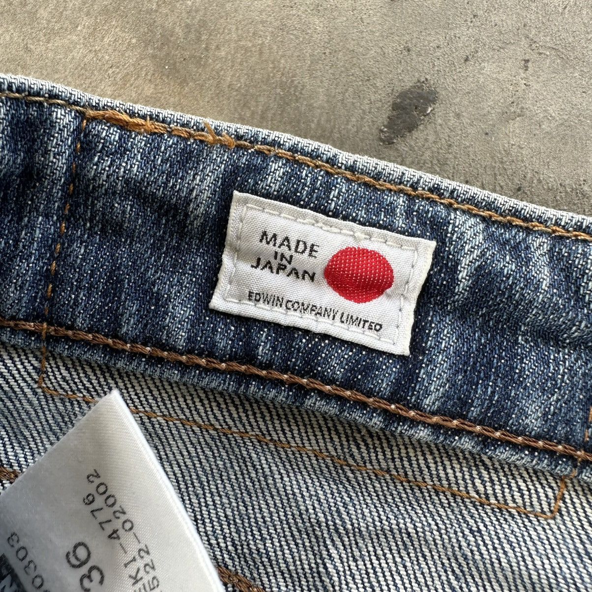 Japanese Brand Vintage Edwin Distressed Faded Denim Jean Pant W35 Size US 35 - 4 Thumbnail