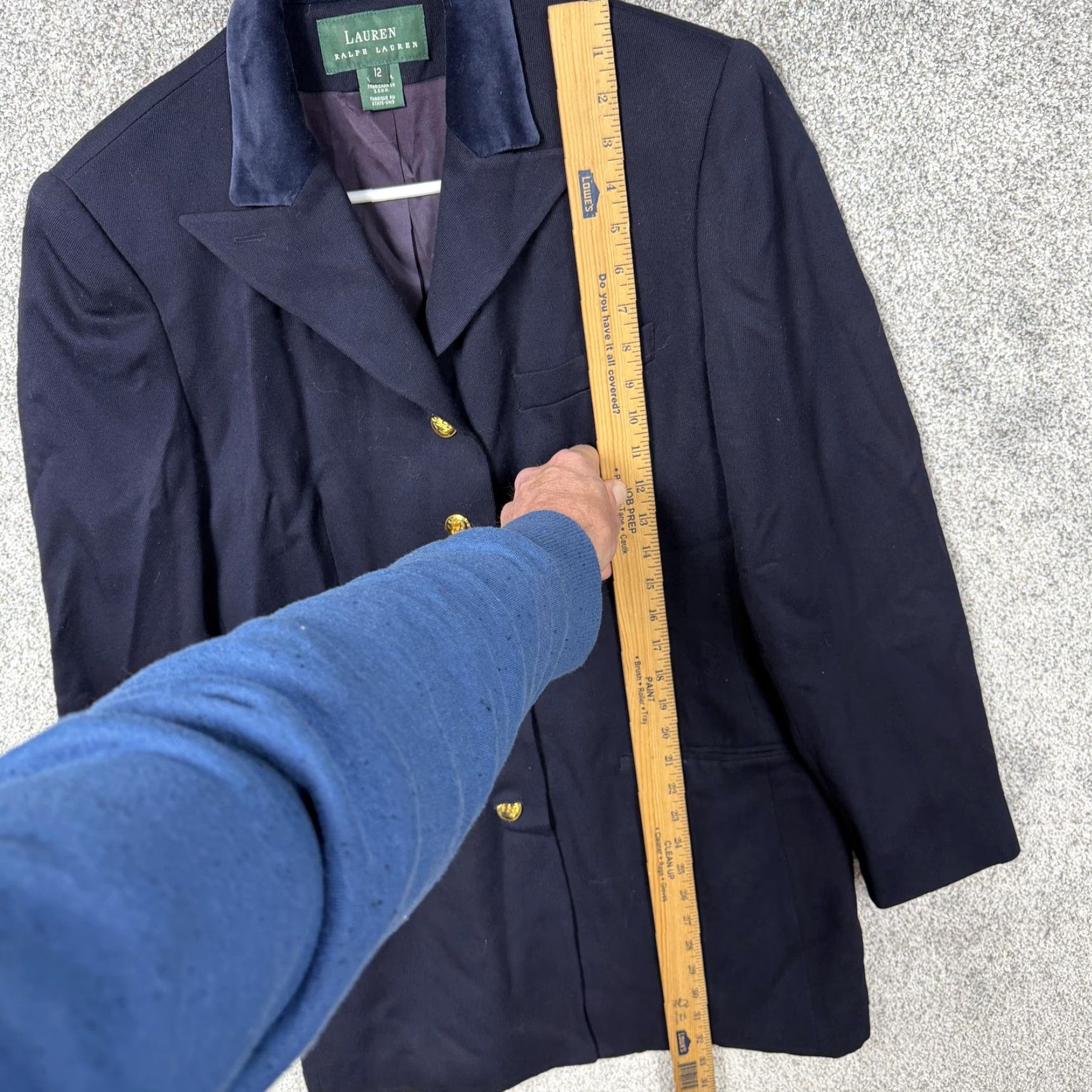 Ralph Lauren VINTAGE Lauren Ralph Lauren Blazer Women 12 Blue Wool Five-Button Notch Lapel Longline Business Suit Jacket Size XL / US 12-14 / IT 48-50 - 2 Thumbnail