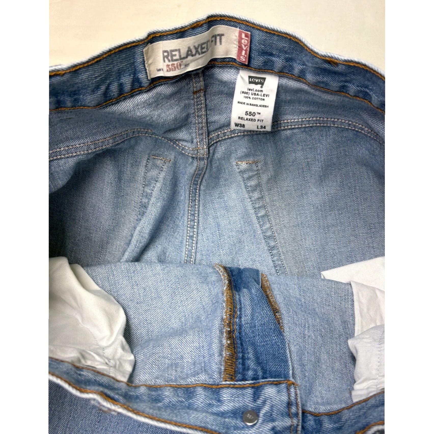 Levi's Levi's 550 Jeans Relaxed Fit Light Wash Mens 38x34 Jeans Cotton Denim Stretch Relaxed Straight Blue 38 Mens Regular 34 Inseam Size US 38 / EU 54 - 4 Thumbnail