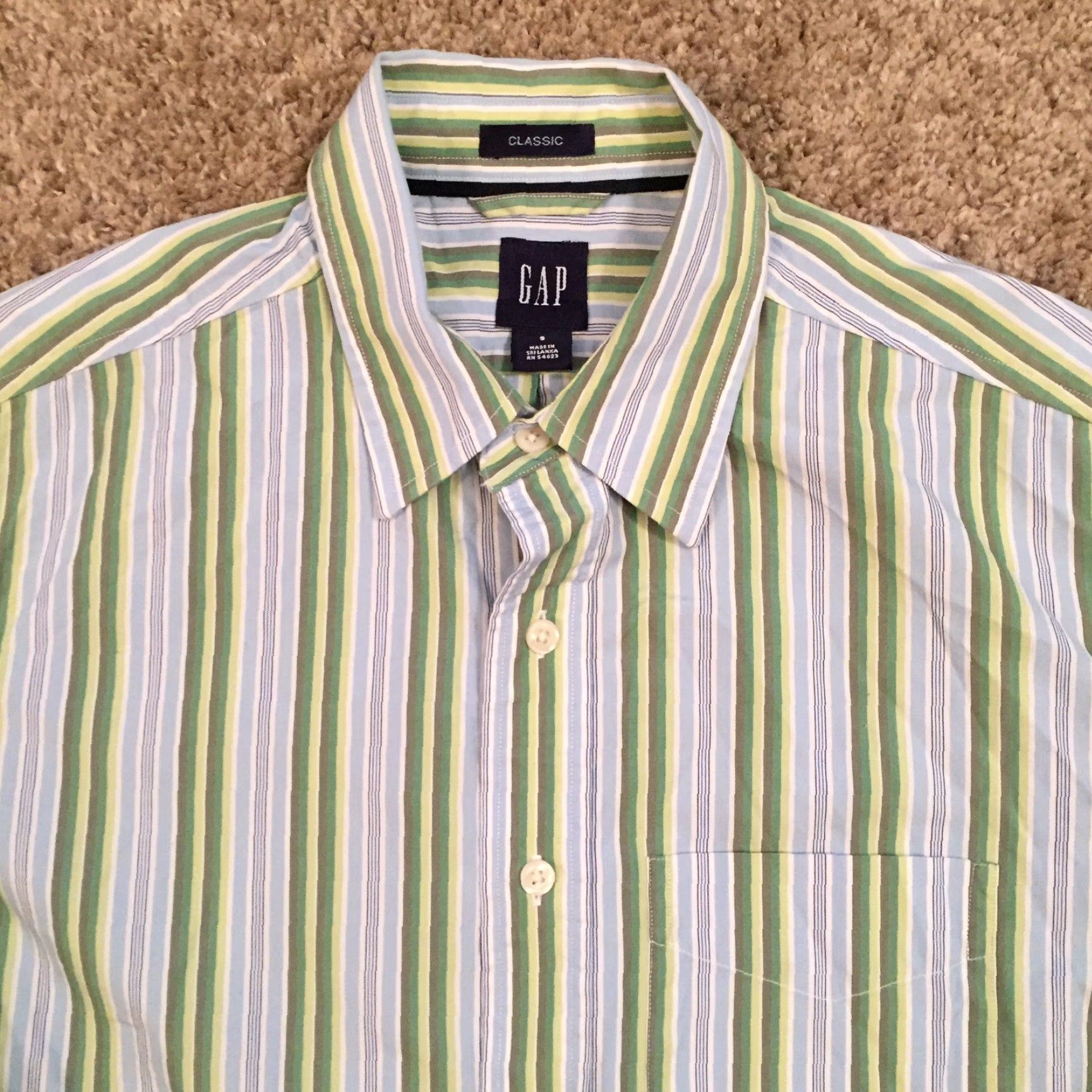 Gap Gap Shirt Men Small Green Striped Long Sleeve Button-Up Casual Shirt Size US S / EU 44-46 / 1 - 3 Thumbnail