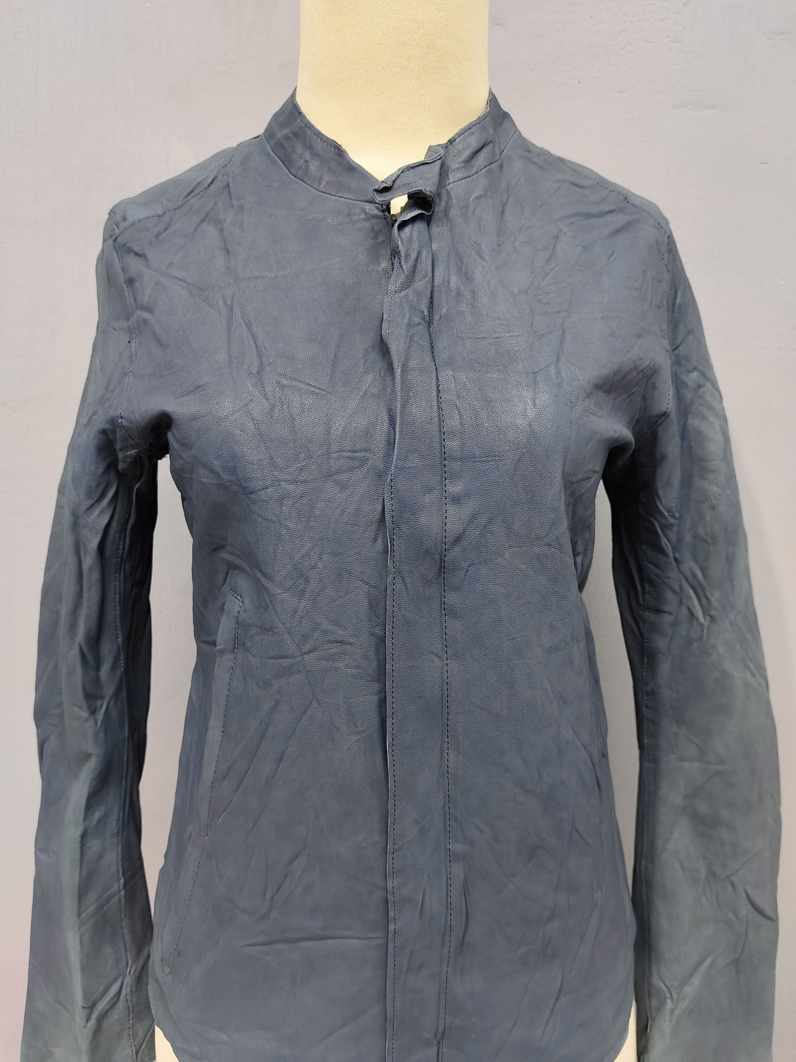 Japanese Brand 00s DouDou🇯🇵 Y2K Minimalist Goatskin Leather Moto Jacket Size M / US 6-8 / IT 42-44 - 3 Thumbnail