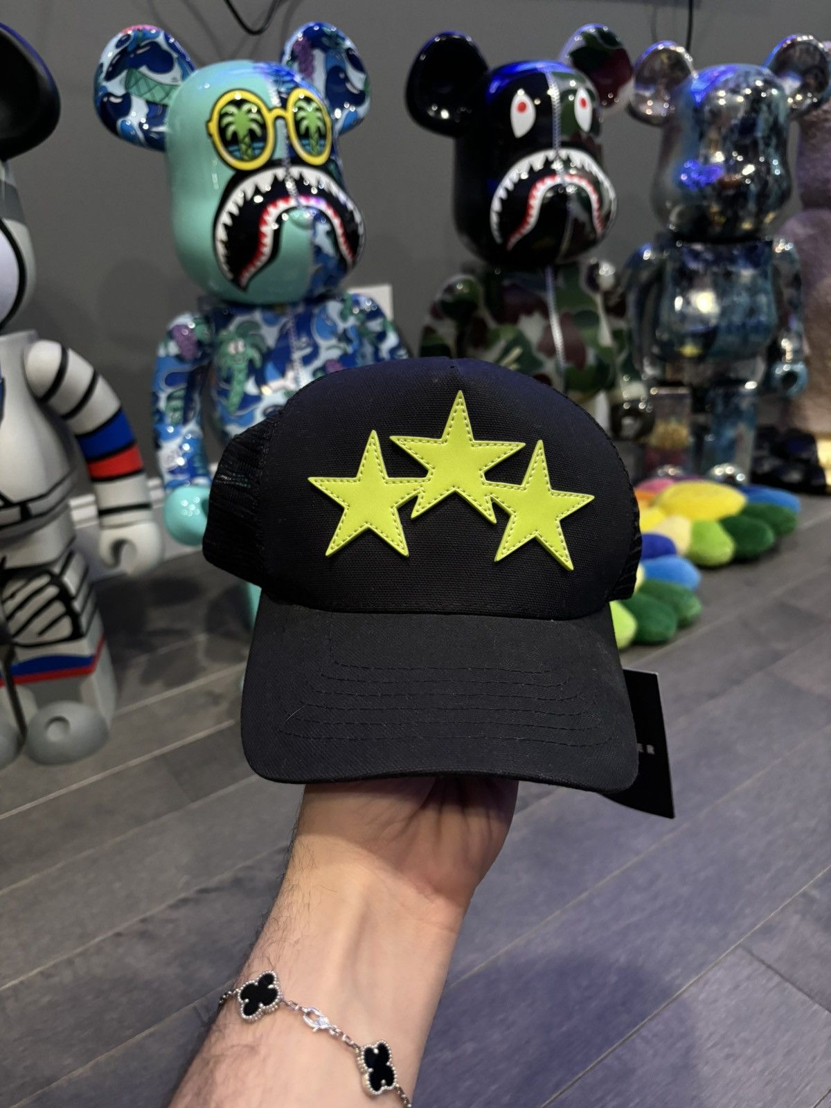 Amiri Amiri black green 3 star trucker hat | Grailed
