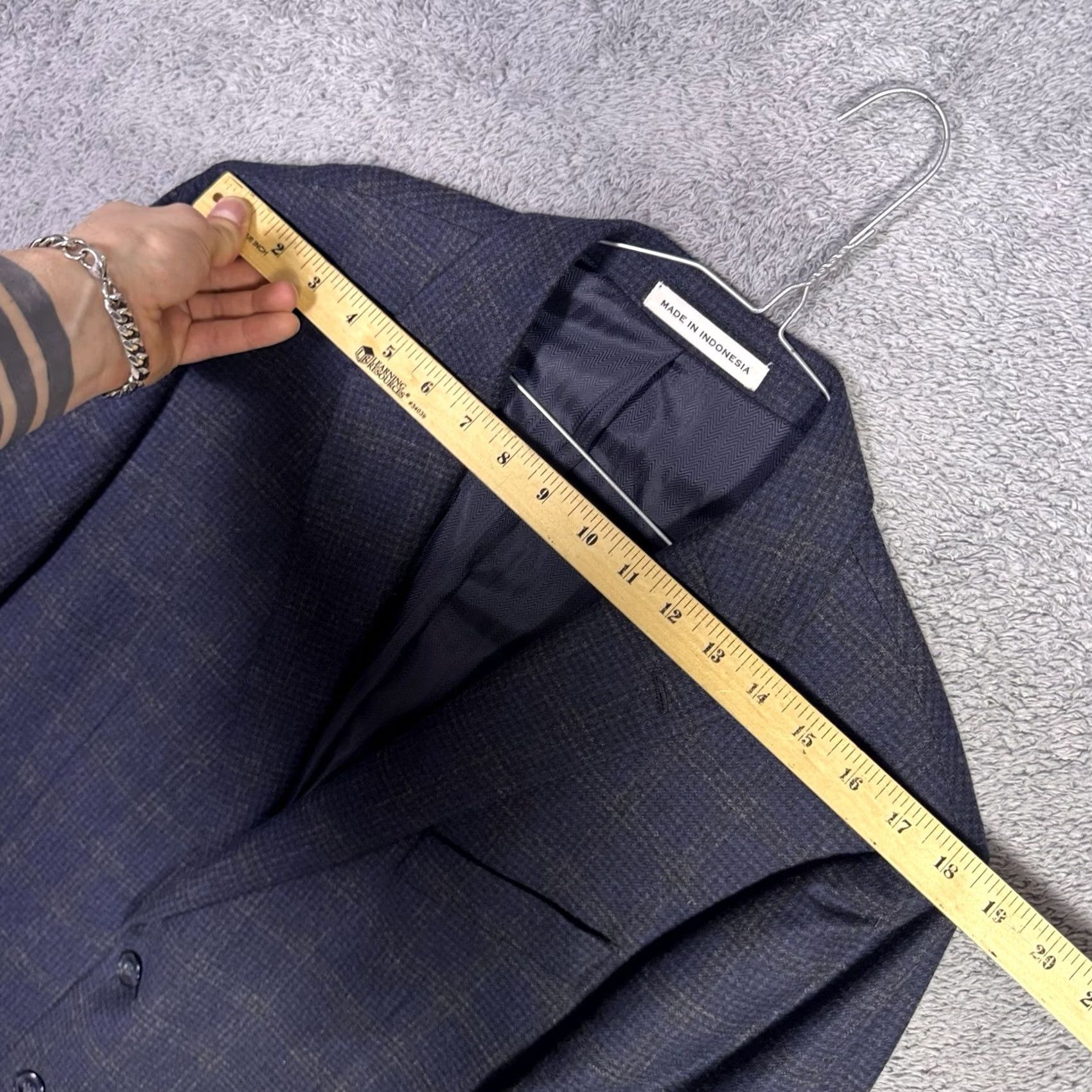 Joseph Abboud Joseph Abboud Blazer Men 42R Sport Coat Wool Windowpane Blue Notch Lapel Modern Vintage? No Size 42R - 7 Thumbnail