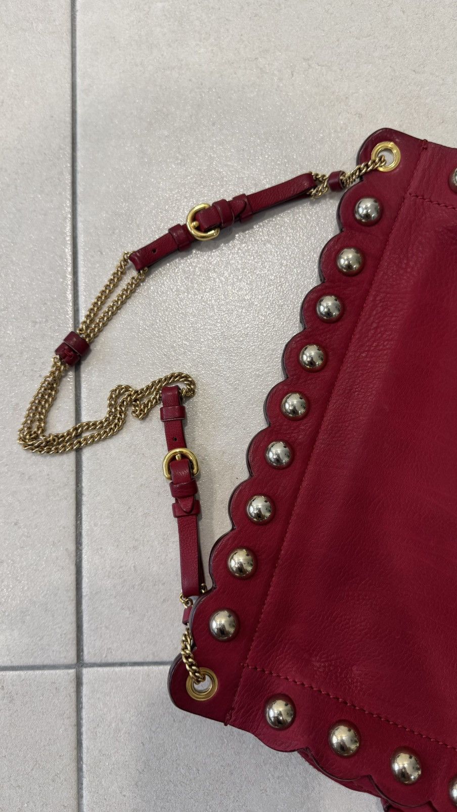 Moschino Moschino Red Studded Leather Flap Shoulder Bag Size ONE SIZE - 4 Thumbnail