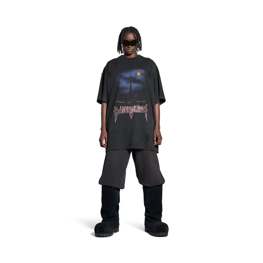 Balenciaga o1w1db11225 Paris Moon Double Front T-Shirt Oversized Size US XXL / EU 58 / 5 - 6 Thumbnail