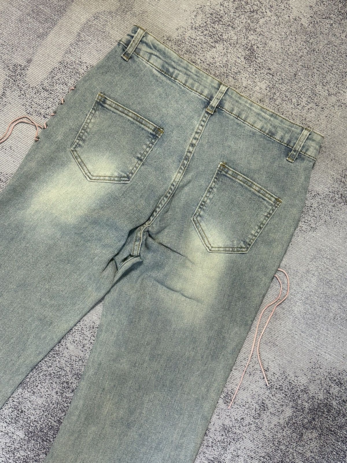 Le Grande Bleu (L.G.B.) 2000s Vintage Lace Up Pachwork Flared Denim LGB Y2k Size US 27 - 10 Thumbnail