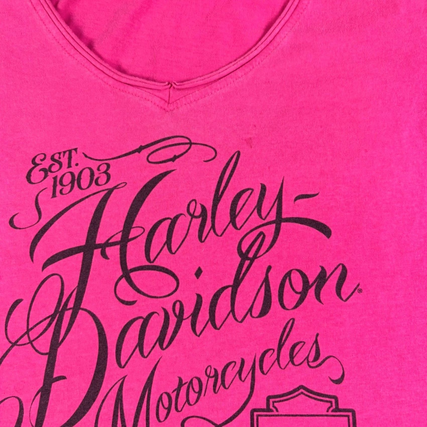 Harley Davidson Harley-Davidson Womens T-Shirt Pink V-Neck Short Sleeve Outlaw Graphic 2019 M Size M / US 6-8 / IT 42-44 - 7 Thumbnail