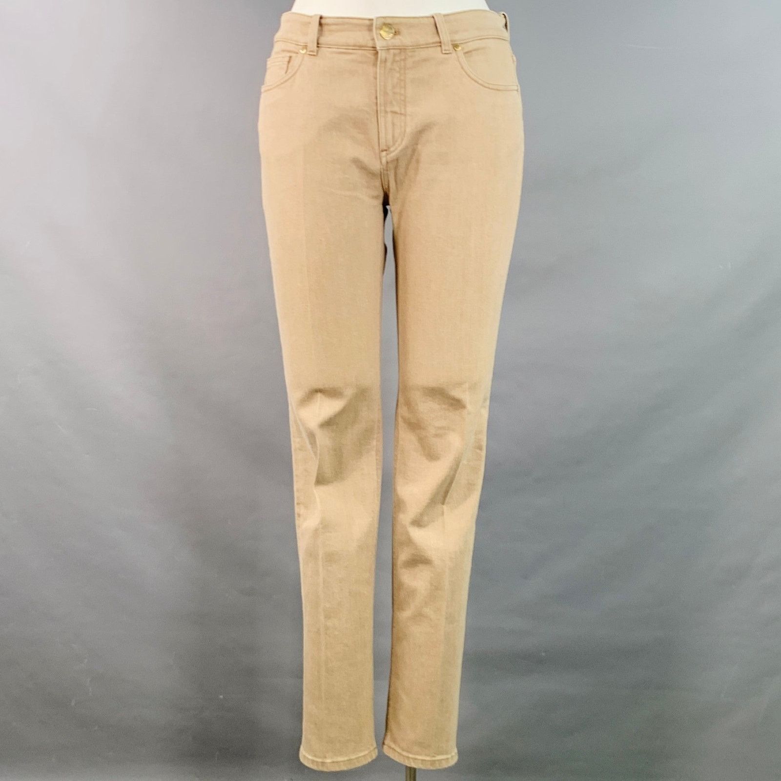 Loro Piana LORO PIANA 12 Beige Cotton Blend Twill Tapered Casual Pants Size 34" / US 12 / IT 48 - 1 Thumbnail