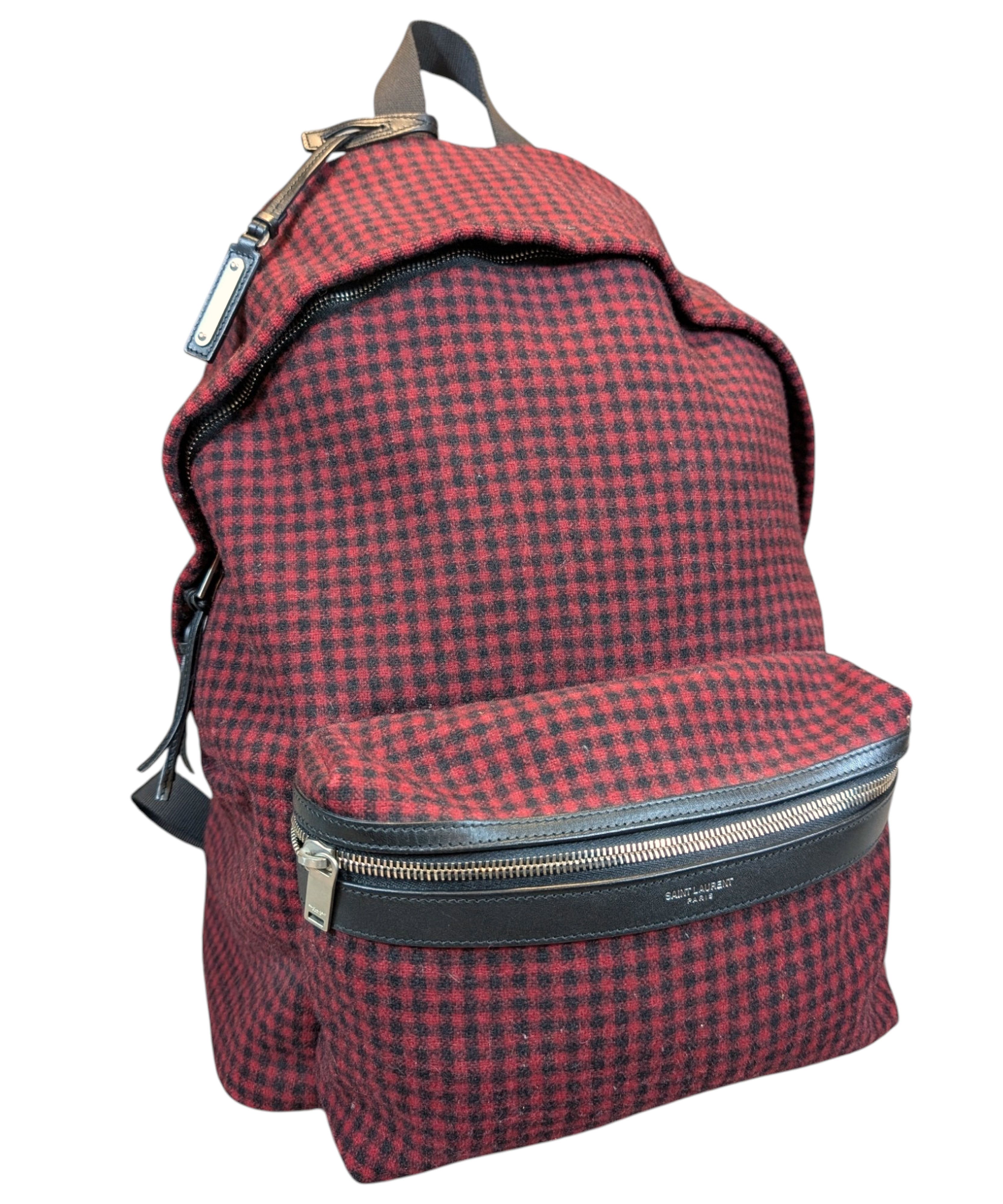 Saint Laurent Paris Saint Laurent City Plaid Red Black Backpack Bag Hedi Slimane Size ONE SIZE - 1 Thumbnail