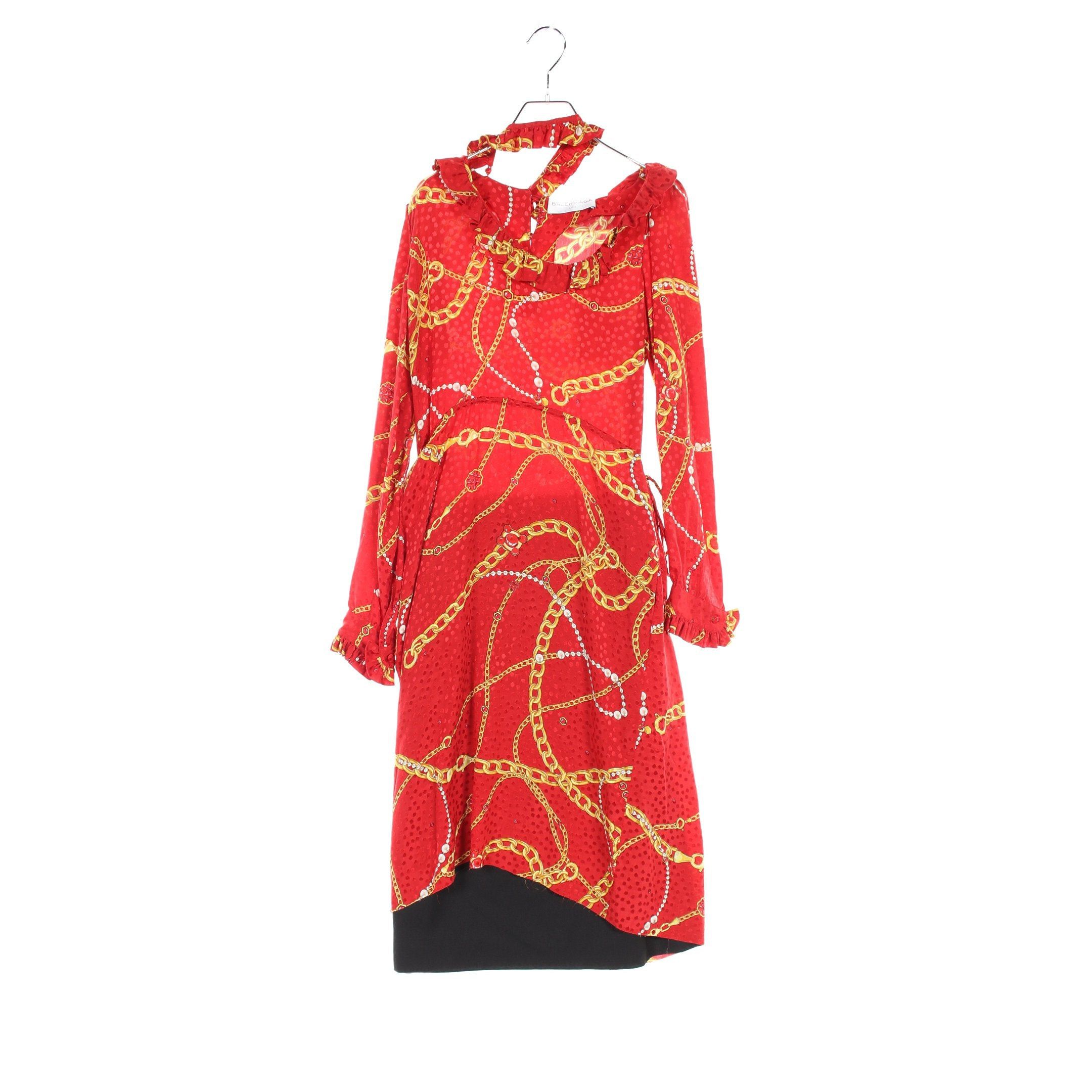 Balenciaga Balenciaga One Piece All-Over Pattern Silk Red Black Multicolor Size ONE SIZE - 1 Thumbnail