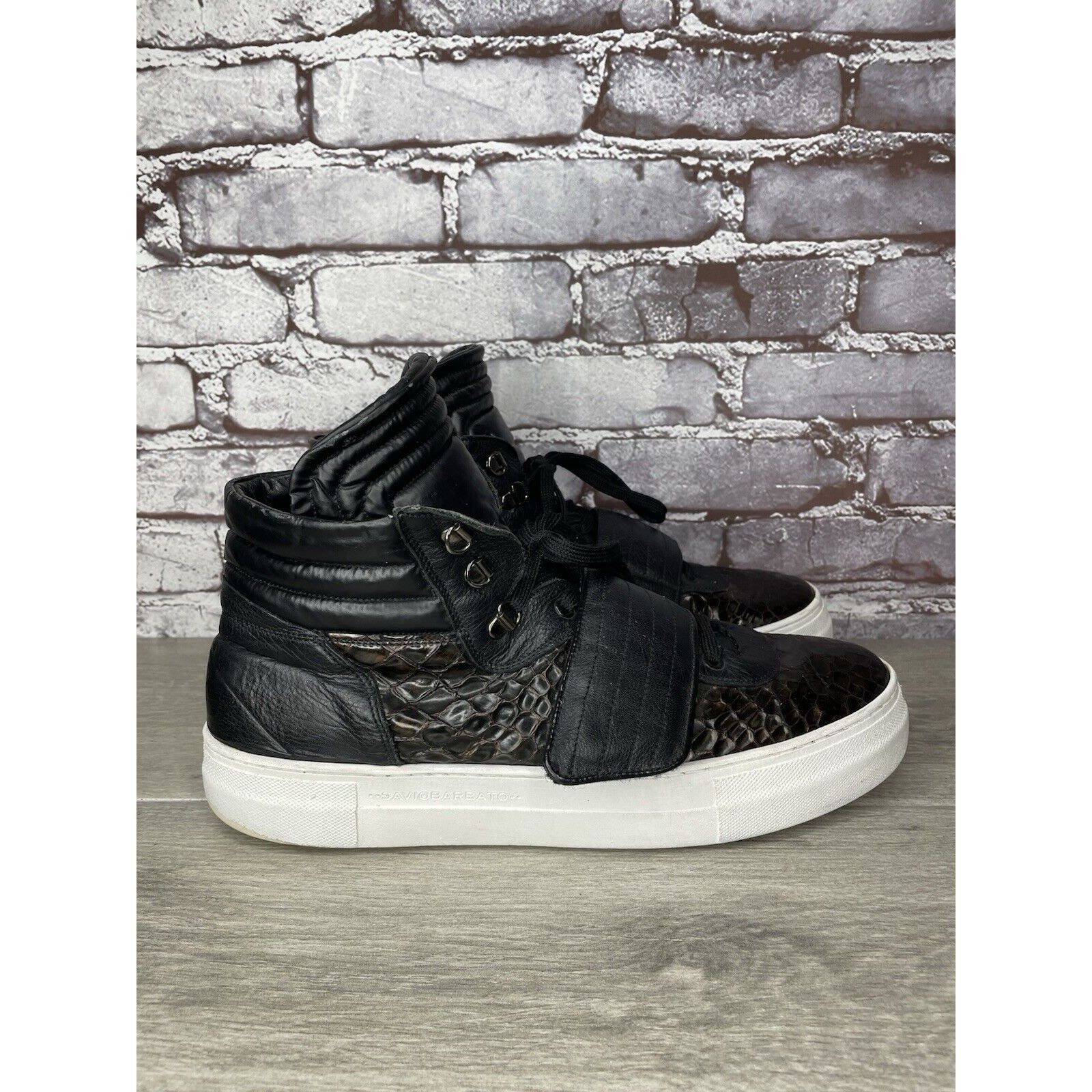 Savio Barbato Savio Barbato Brown Patent Croc Embossed High Top Strap Snea Size US 12 / EU 45 - 20 Thumbnail