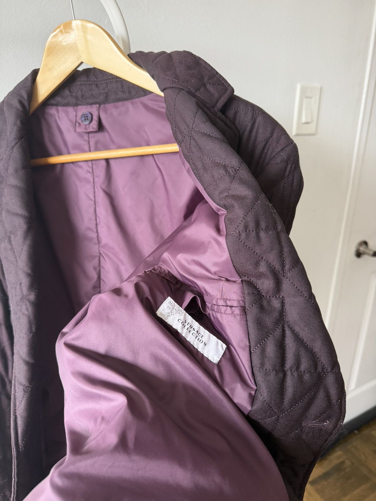 Versace Versace Collection Purple Wool Quilted Jacket Blazer Leather Size US M / EU 48-50 / 2 - 9 Thumbnail