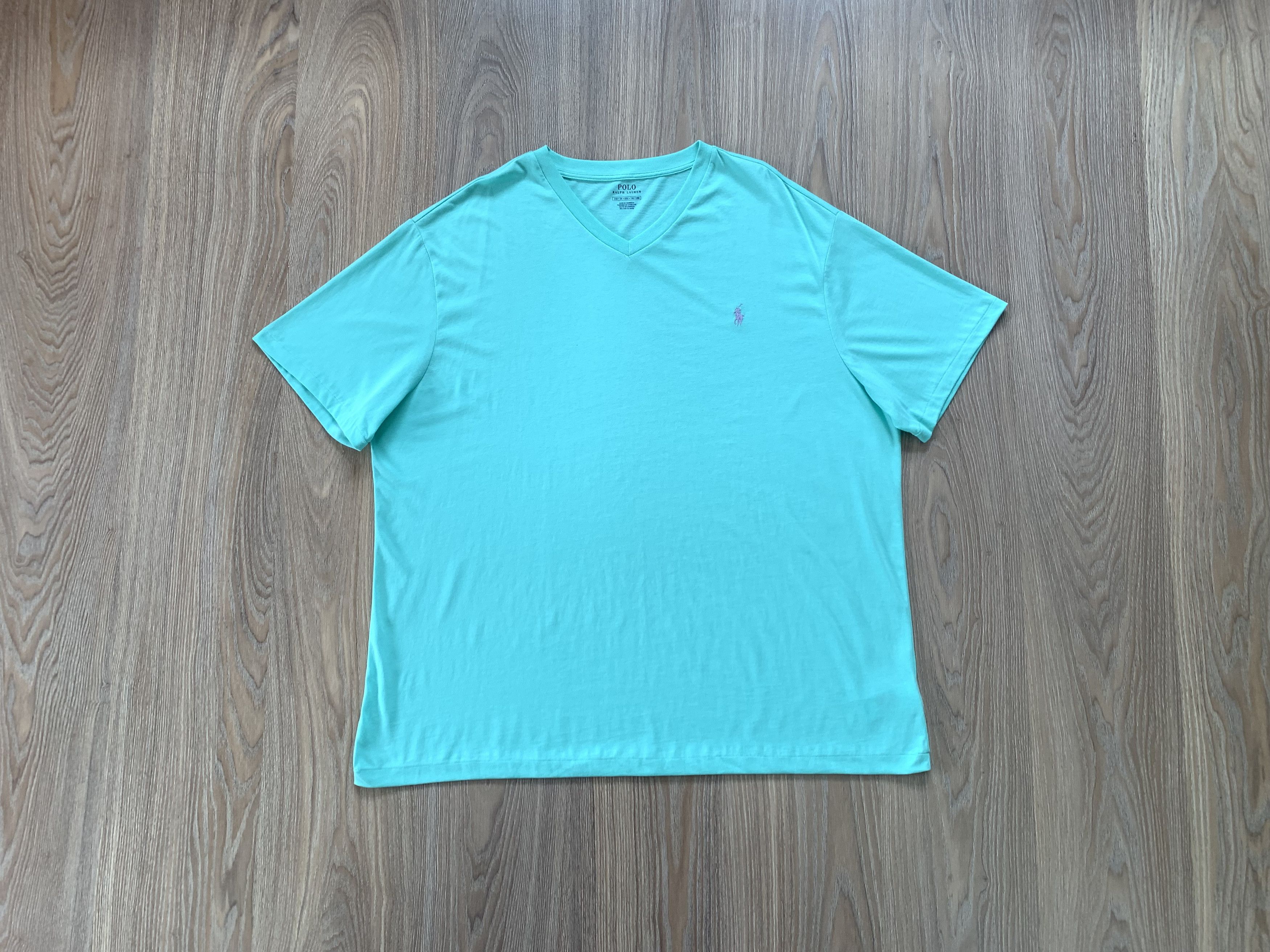 Polo Ralph Lauren Polo Ralph Lauren V-Neck Light Blue Cotton T-Shirt Size US XXL / EU 58 / 5 - 13 Thumbnail