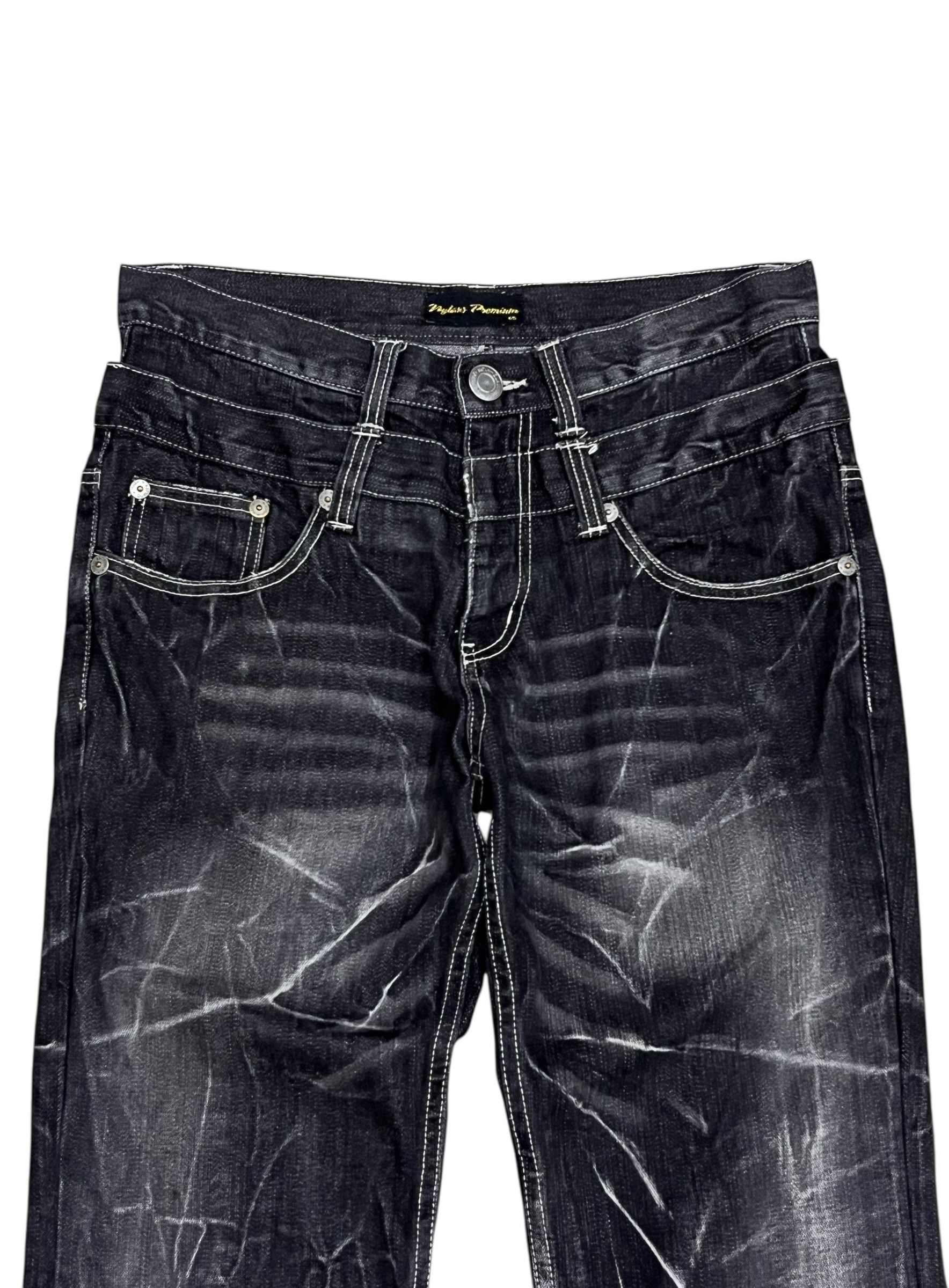 Japanese Brand Rare NYLAUS Clawmark Grunge Denim Double Waist Japan Size US 31 - 5 Thumbnail