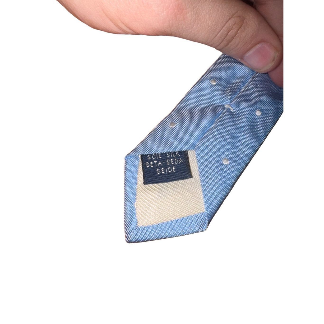 Breuer Breuer Blue & White Polkadot 100% Silk Handmade in Italy Nec Size ONE SIZE - 6 Thumbnail