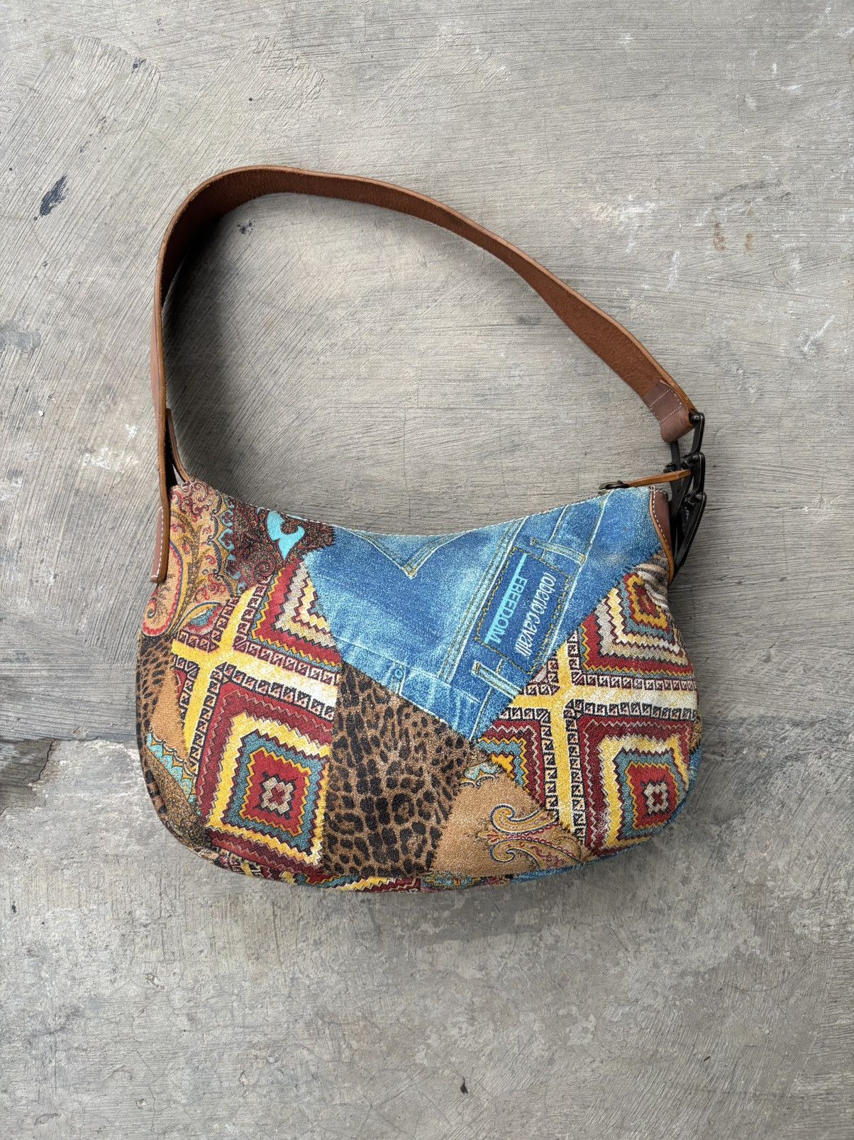 Vintage Roberto Cavalli Freedom Patchwork Shoulder Bag
