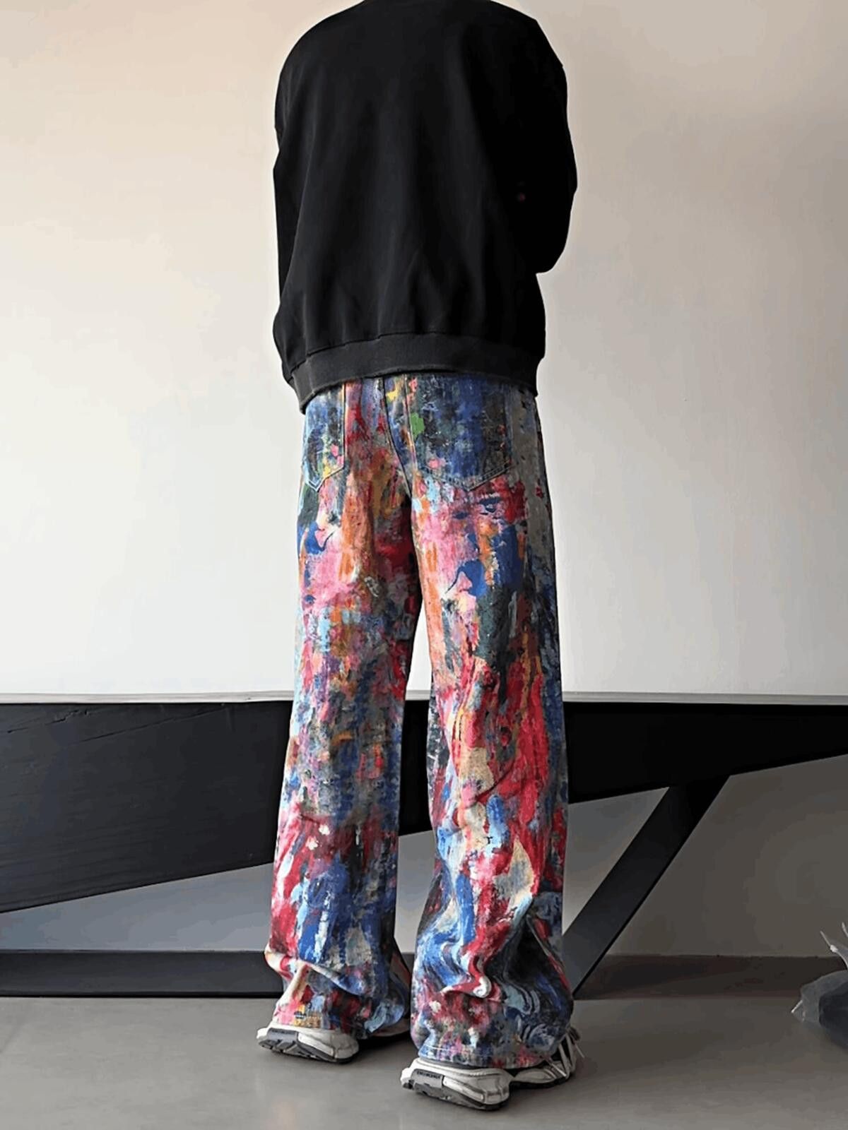 Jean Unique Colorful Funky Baggy Painted Wide Leg Jeans Size US 30 / EU 46 - 4 Thumbnail