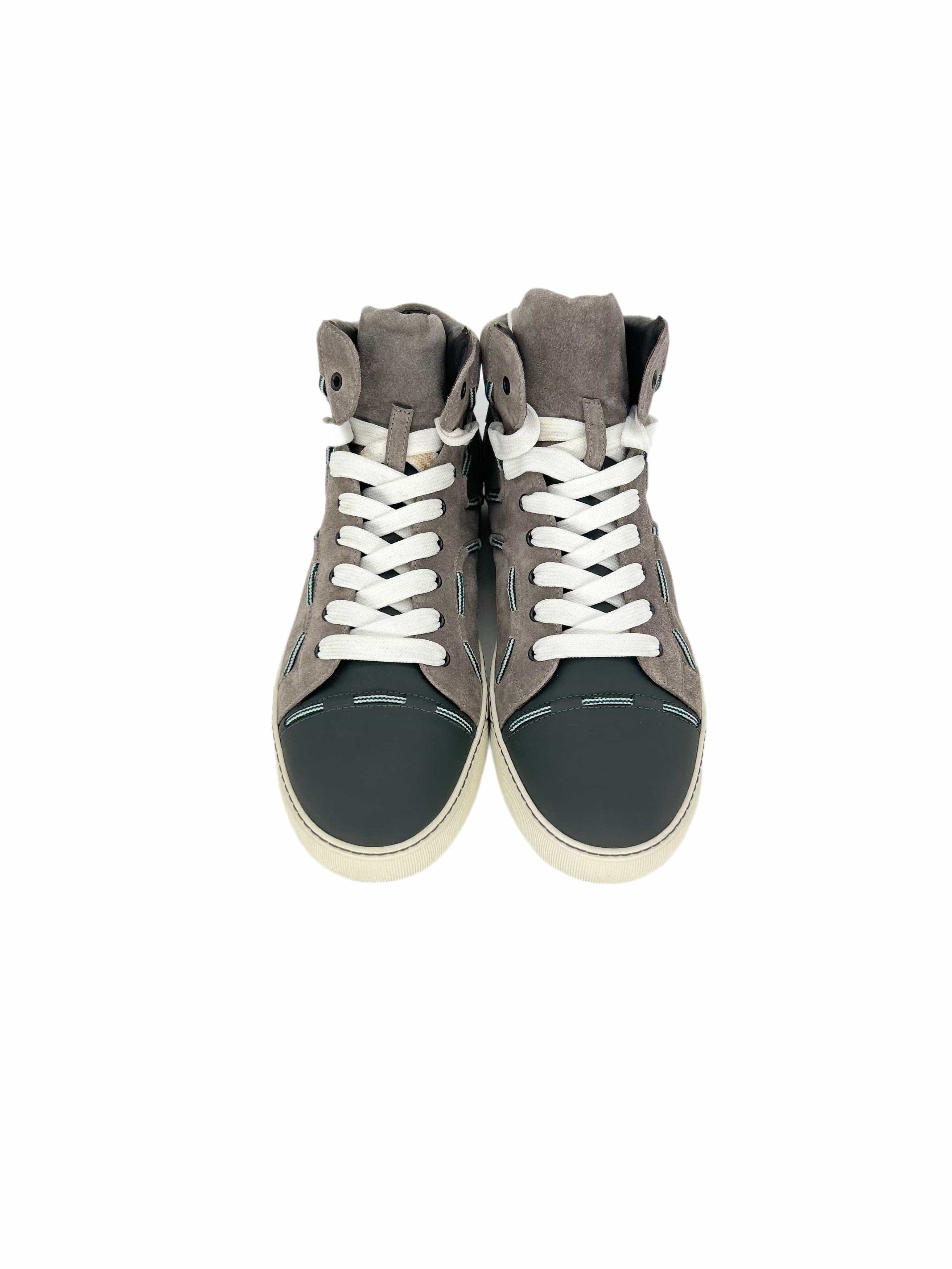 Lanvin Grey Suede Leather High Top Trainers Size US 11 / EU 44 - 3 Thumbnail