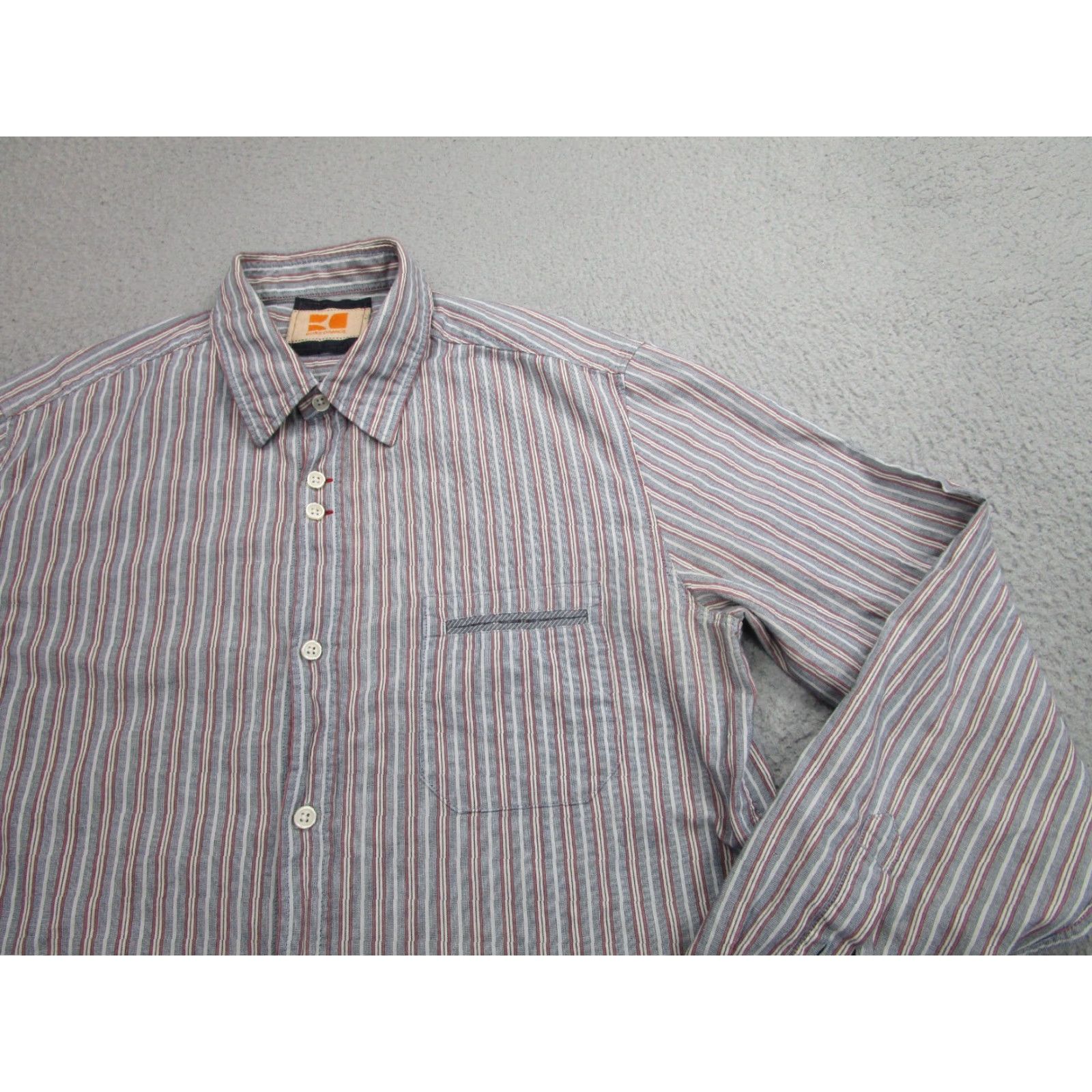Vintage BOSS Orange Button-Up Shirt Mens L Casual Blue Striped Western Size US L / EU 52-54 / 3 - 7 Thumbnail