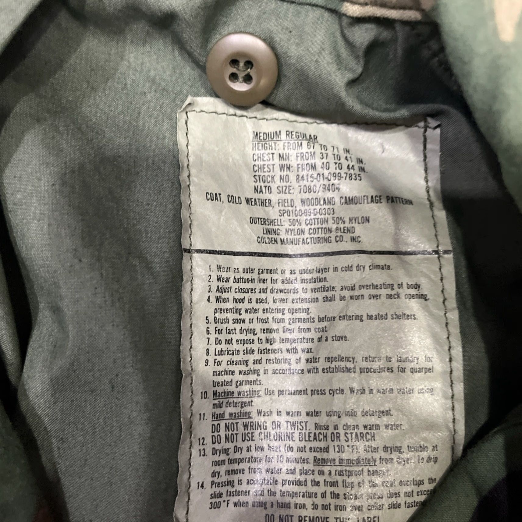 Vintage Golden Manufacturing Cold Weather Jacket Mens Medium Green Woodland Camo Size US M / EU 48-50 / 2 - 3 Thumbnail