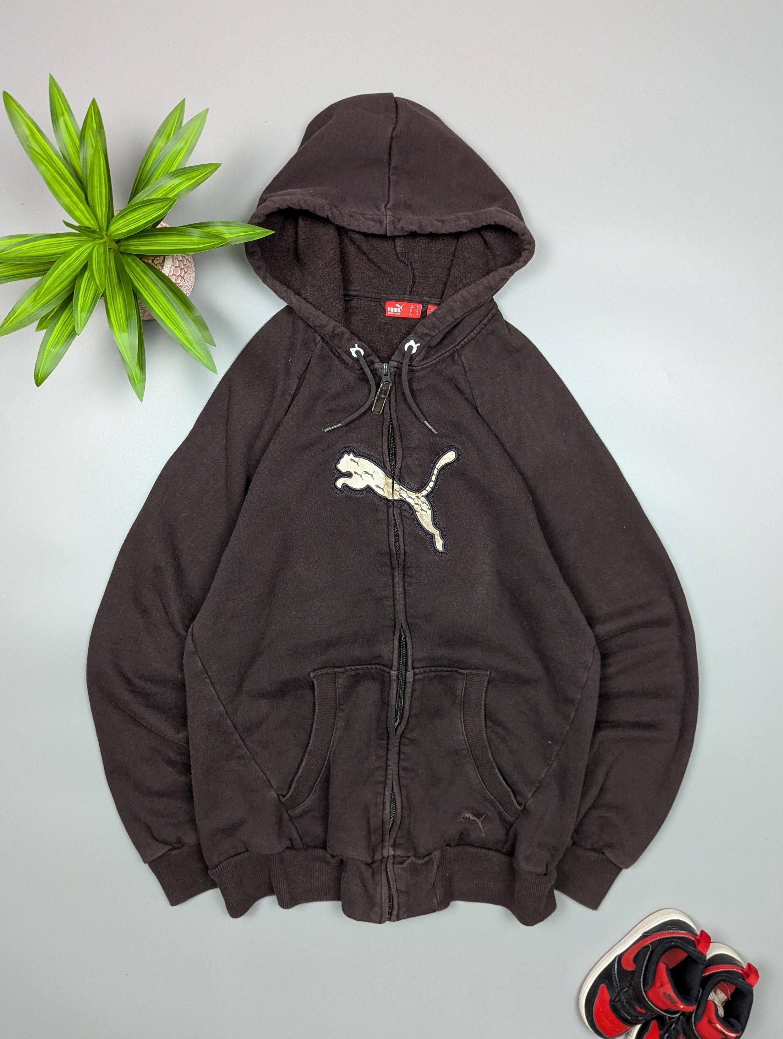 Puma PUMA Vintage Men's Full Zip Hoodie Dark Brown Y2k Size US M / EU 48-50 / 2 - 1 Thumbnail