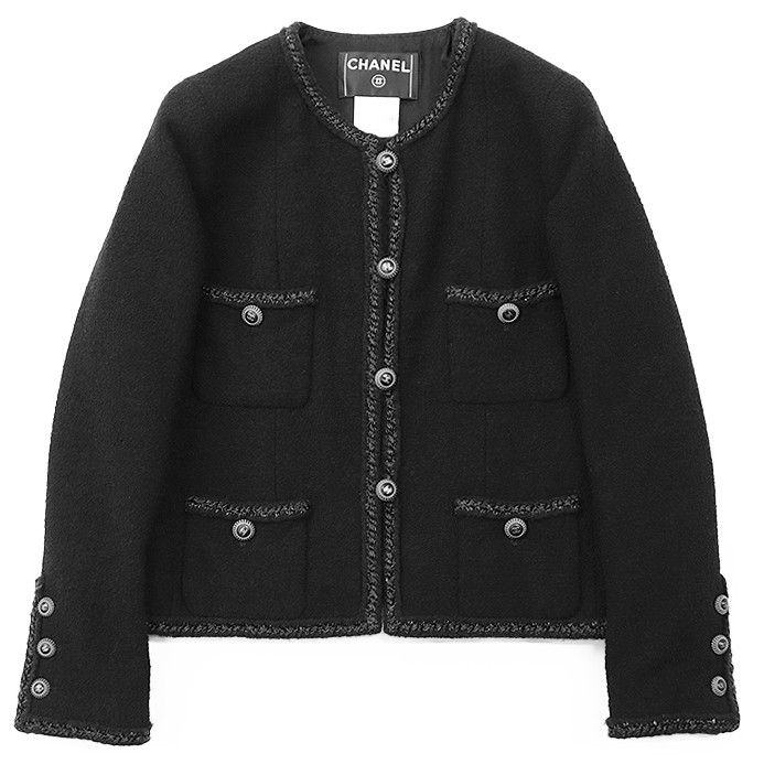 Chanel Chanel Chanel Little Black Tweed Wool Blend Jacket Leather Outerwear P33858 DUTY FREE for USA Size ONE SIZE - 1 Thumbnail
