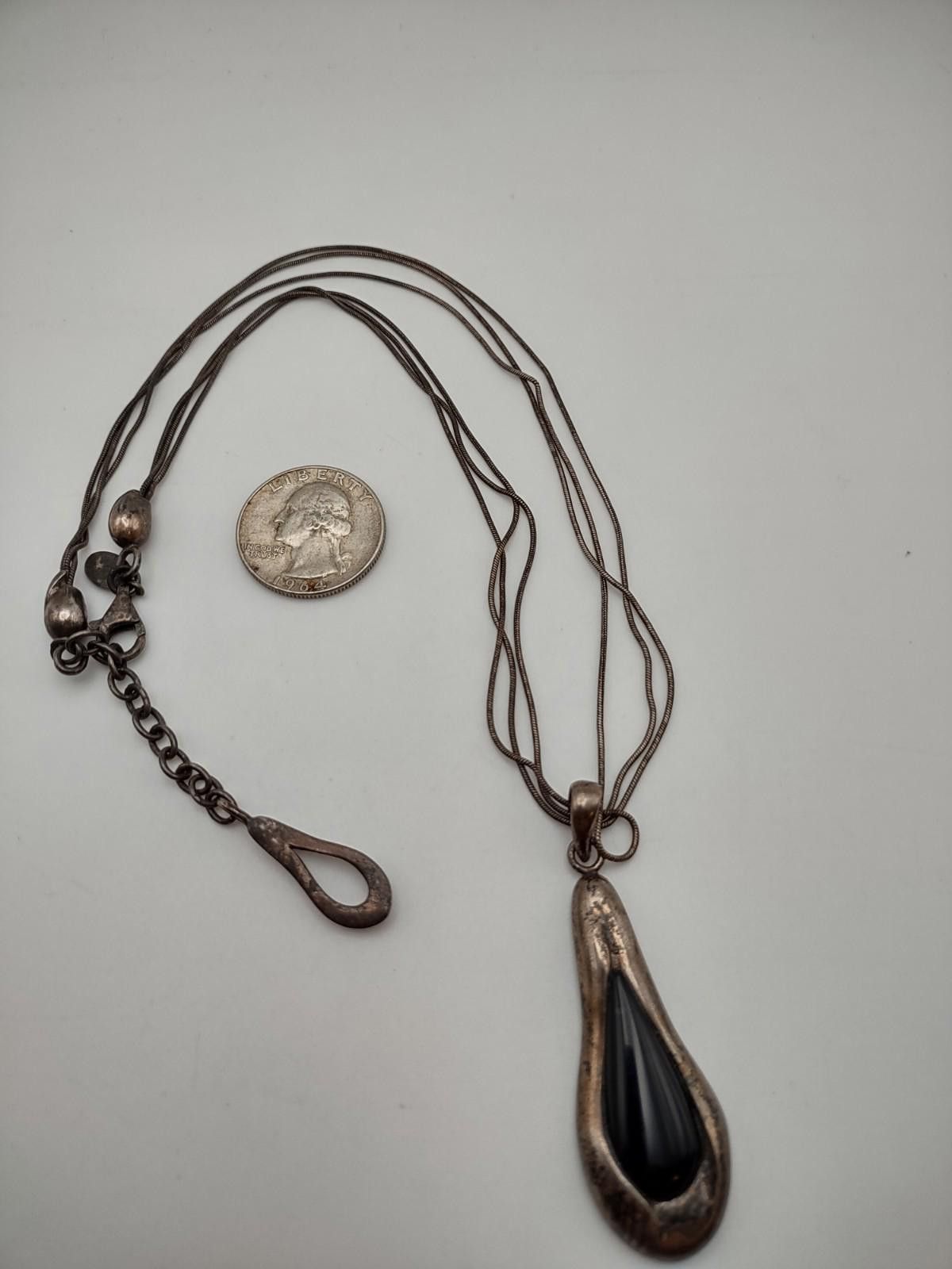Neil Barrett Barse Sterling Silver Black Onyx Triple Snake Chain Necklace Size ONE SIZE - 6 Thumbnail