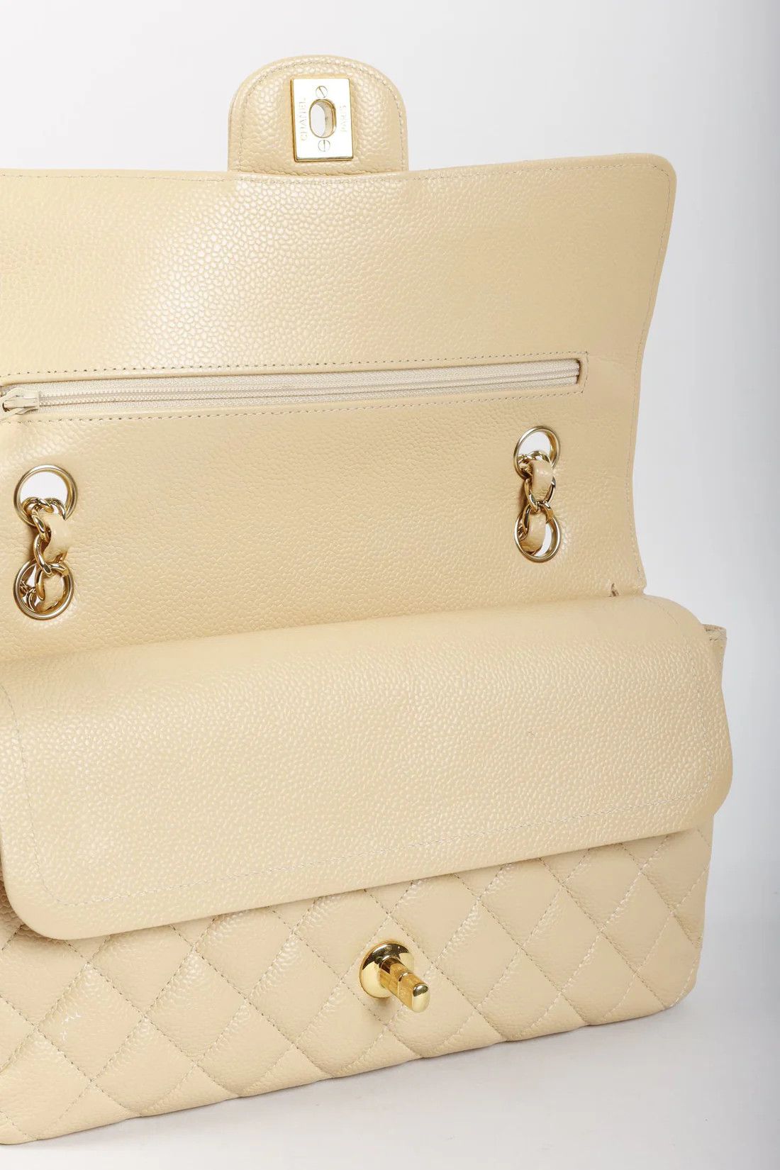 Chanel Chanel 2014 Beige Caviar Medium Double Flap Bag GHW Size ONE SIZE - 10 Thumbnail
