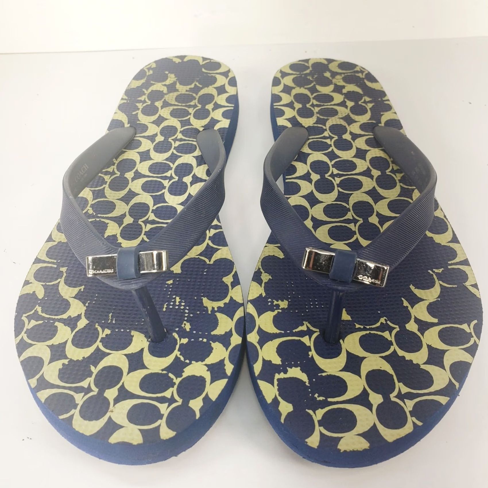 Coach Coach Amel Sig C Flip-Flop Sandals Navy Blue Women SZ 9-10 B Logo Bow Sandals Vintage No Size US 7 / IT 37 - 3 Thumbnail