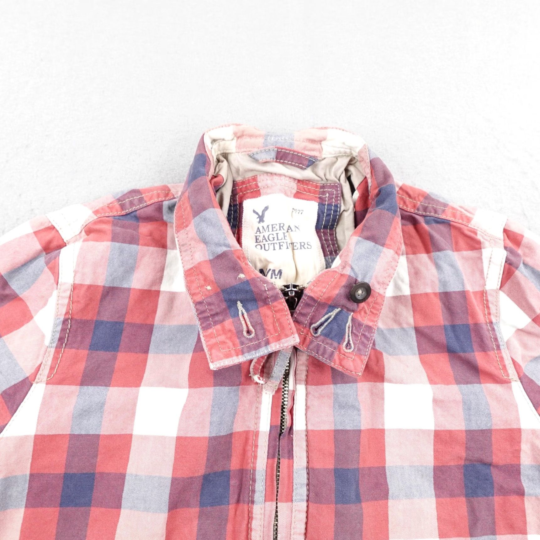 American Eagle Outfitters VINTAGE American Eagle Jacket Mens M Chore Coat Red White Blue Lined Cotton Casual Workwear 90s Plaid Bomber Zip Pockets Collared Shirt? Size US M / EU 48-50 / 2 - 4 Thumbnail