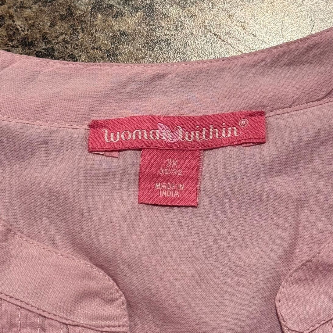 Other NEW Woman Within Top Plus Size 3X Pink Pintuck Lightweight Size 3XL / US 20-22 - 4 Thumbnail