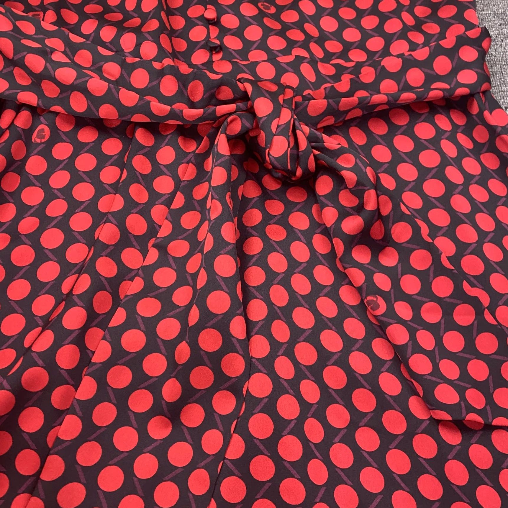 Karl Lagerfeld Karl Lagerfeld Paris Dress Womens 12 Red Polka Dot Belted Ruffle Midi Fit Flare Dress Size XL / US 12-14 / IT 48-50 - 6 Thumbnail