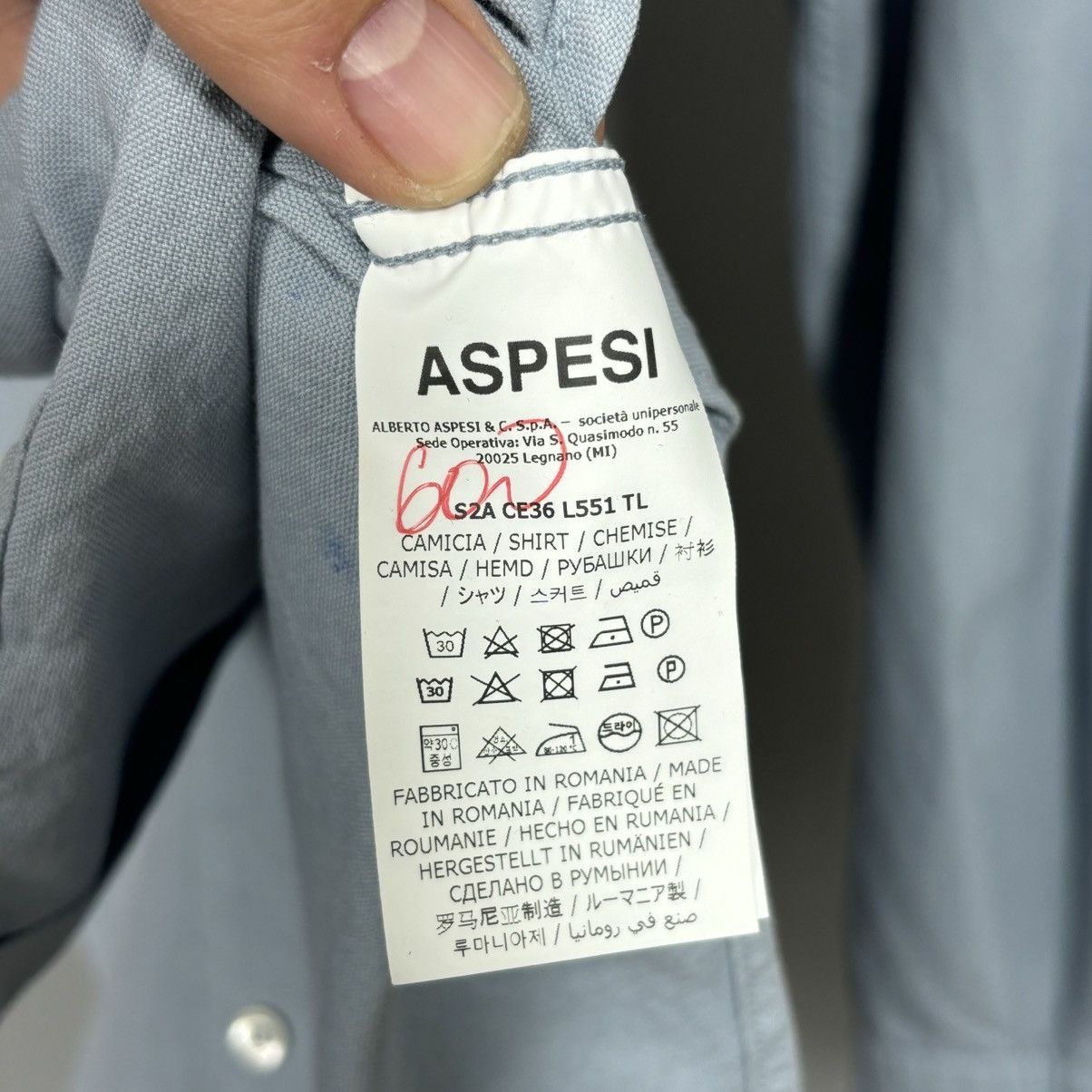 Aspesi Aspesi shirt button up luxury rare grey size medium Size US M / EU 48-50 / 2 - 5 Thumbnail