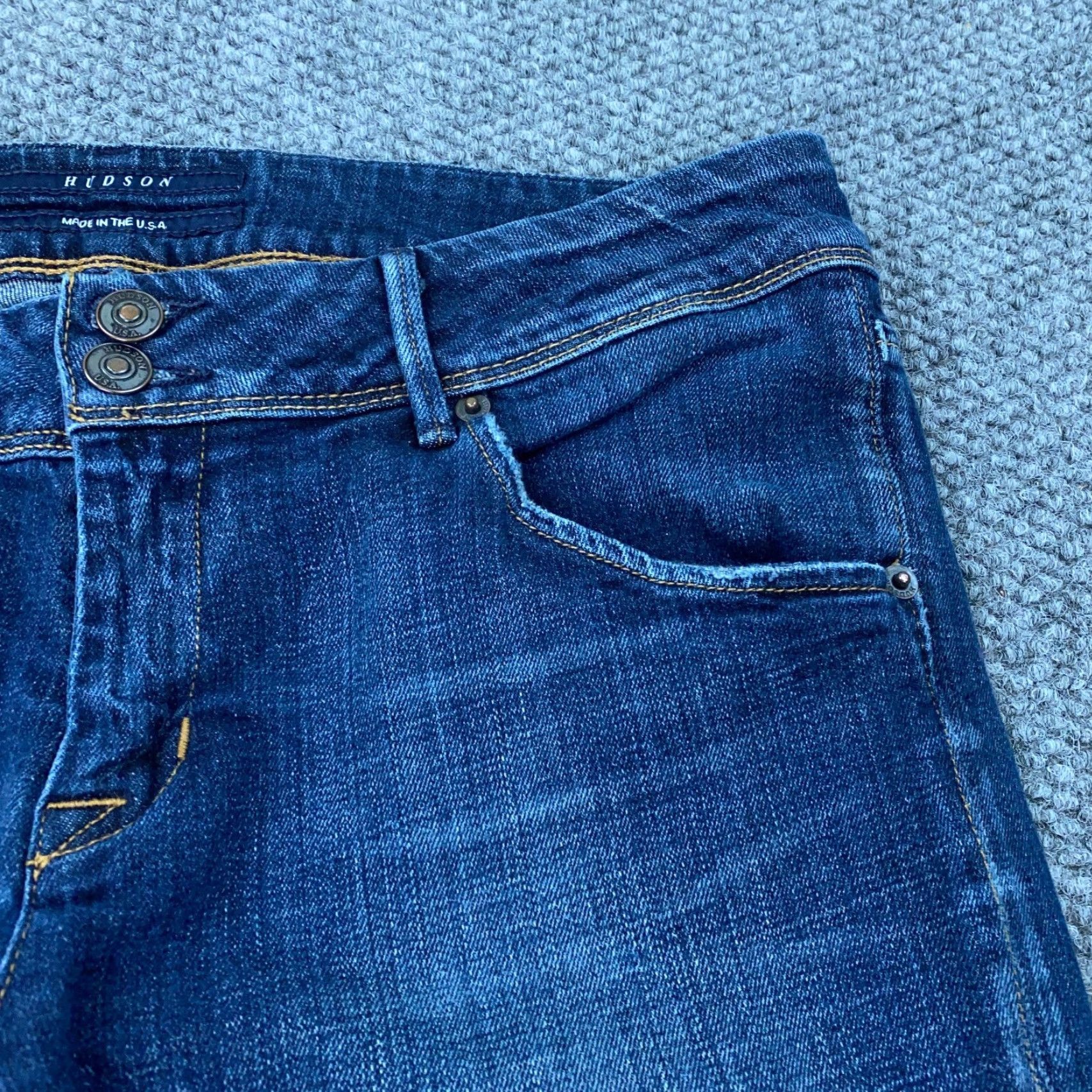 Hudson Hudson Jeans Womens 31 Blue 31" Inseam Mid-Rise USA Faded Stretch Collin Flaps Size 33" - 4 Thumbnail