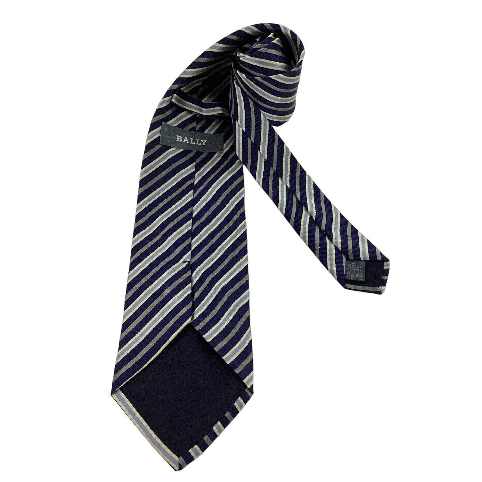 Bally BALLY Blue Striped Luxury Designer Silk Tie Made In Italy W: Size ONE SIZE - 2 Thumbnail