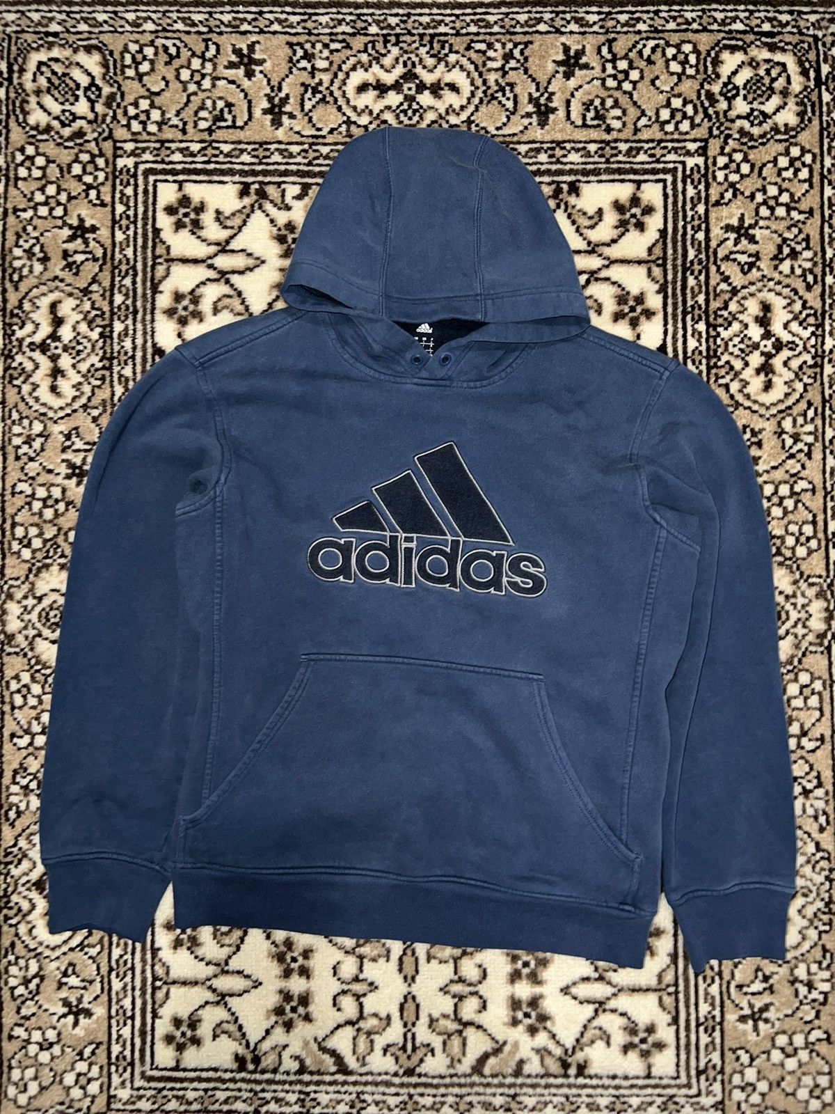 Adidas × Vintage Adidas Navy Vintage Logo Hoodie Size US L / EU 52-54 / 3 - 1 Thumbnail